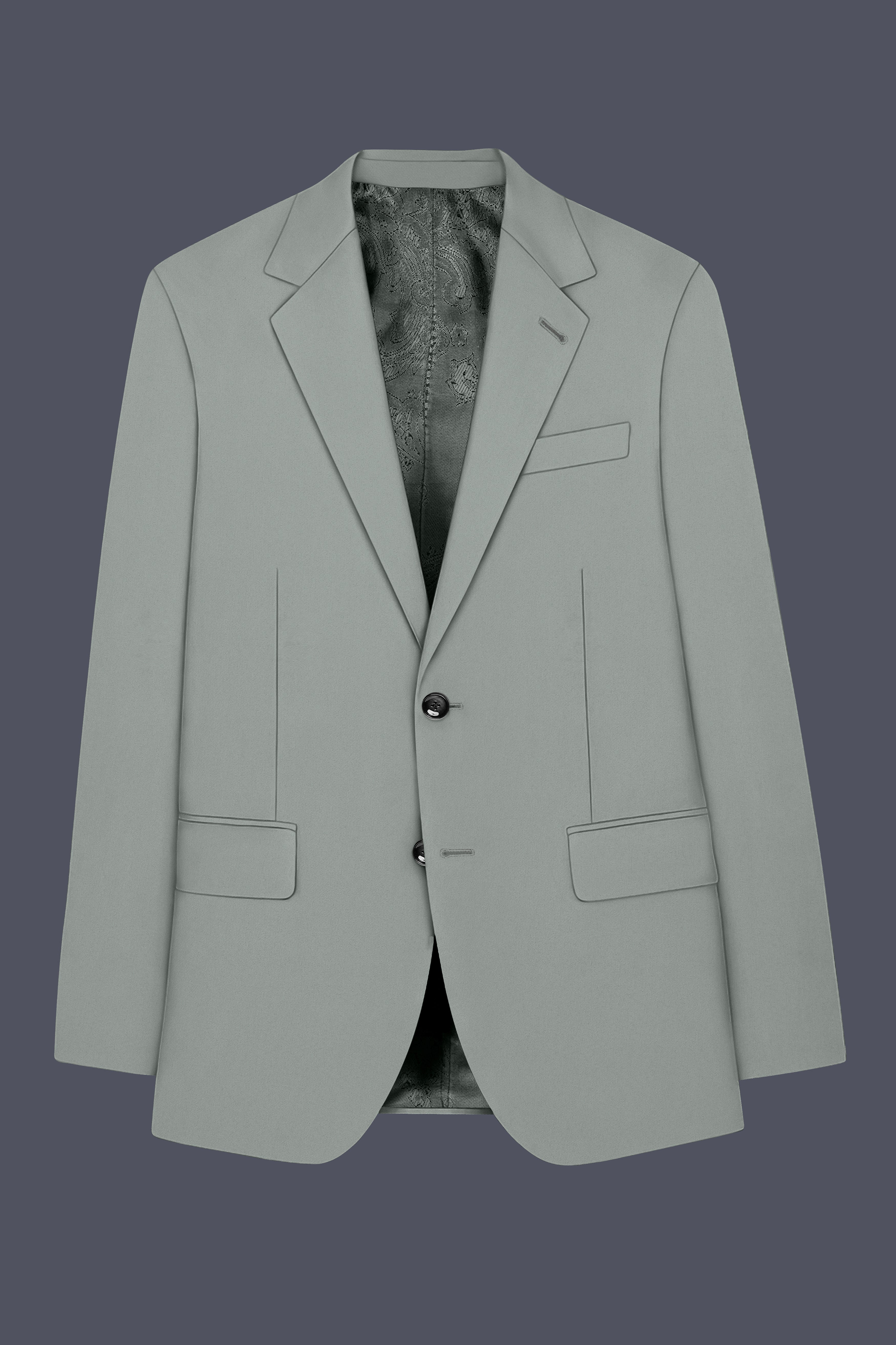 Beryl-Regent Green Slight Stretch Subtle Sheen Poly-Viscose Single Breasted Blazer