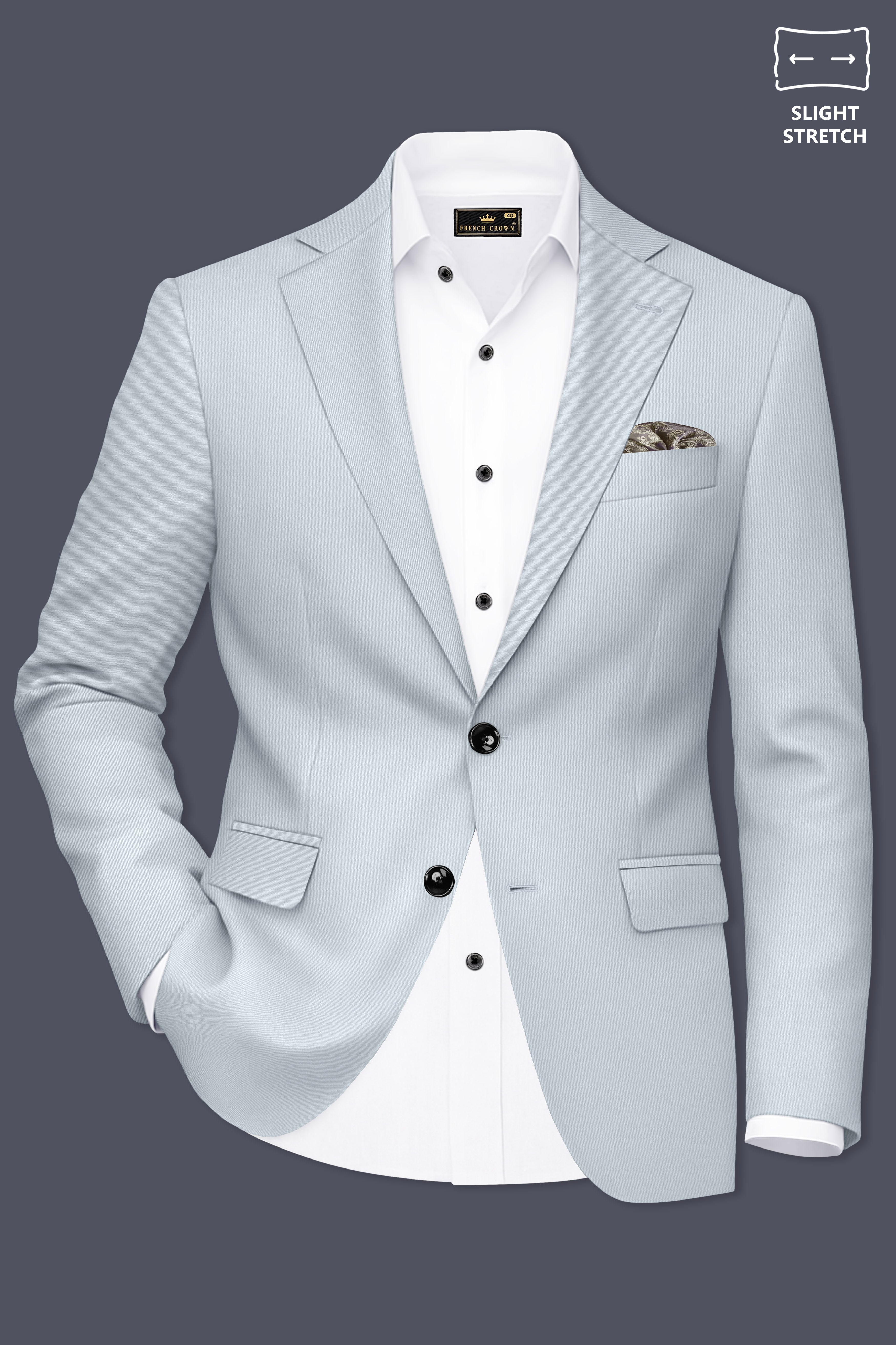 Dorian-Chalice Gray Solid Premium Poly-Viscose Single Breasted
