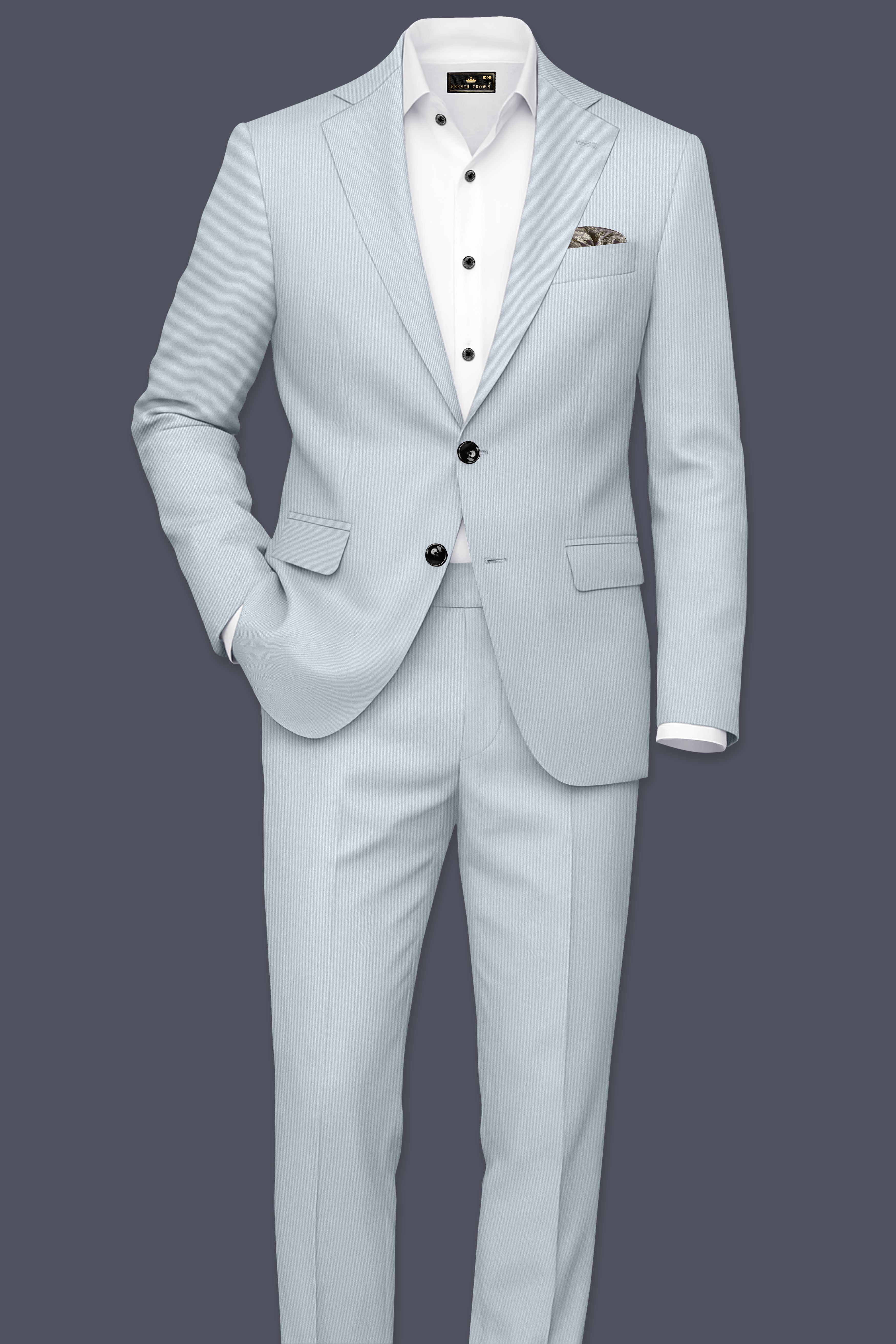 Dorian-Chalice Gray Slight Stretch Subtle Sheen Poly-Viscose Single Breasted Blazer