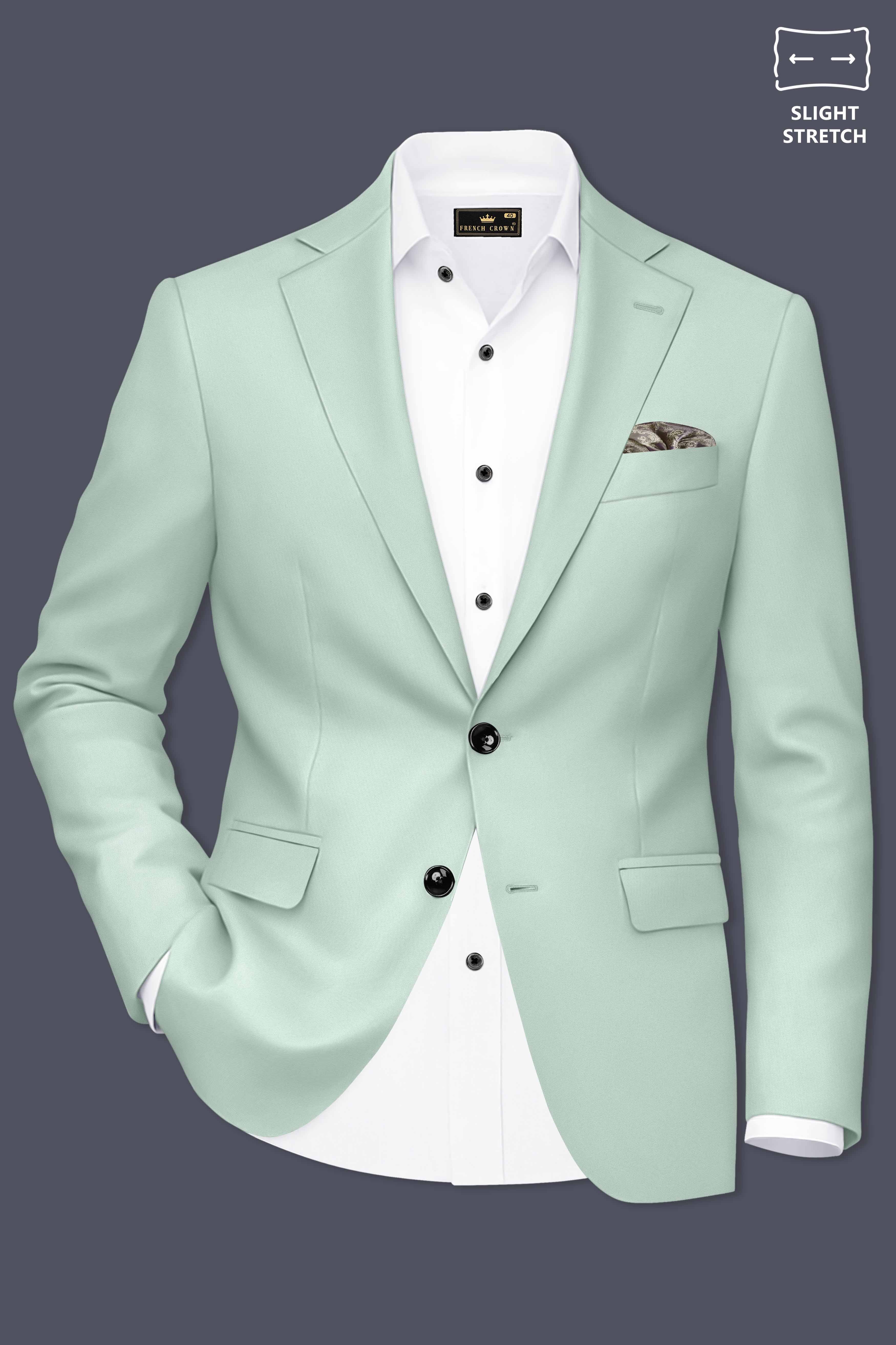 Umbra-Shadow Green Solid Premium Poly-Viscose Single Breasted Suit