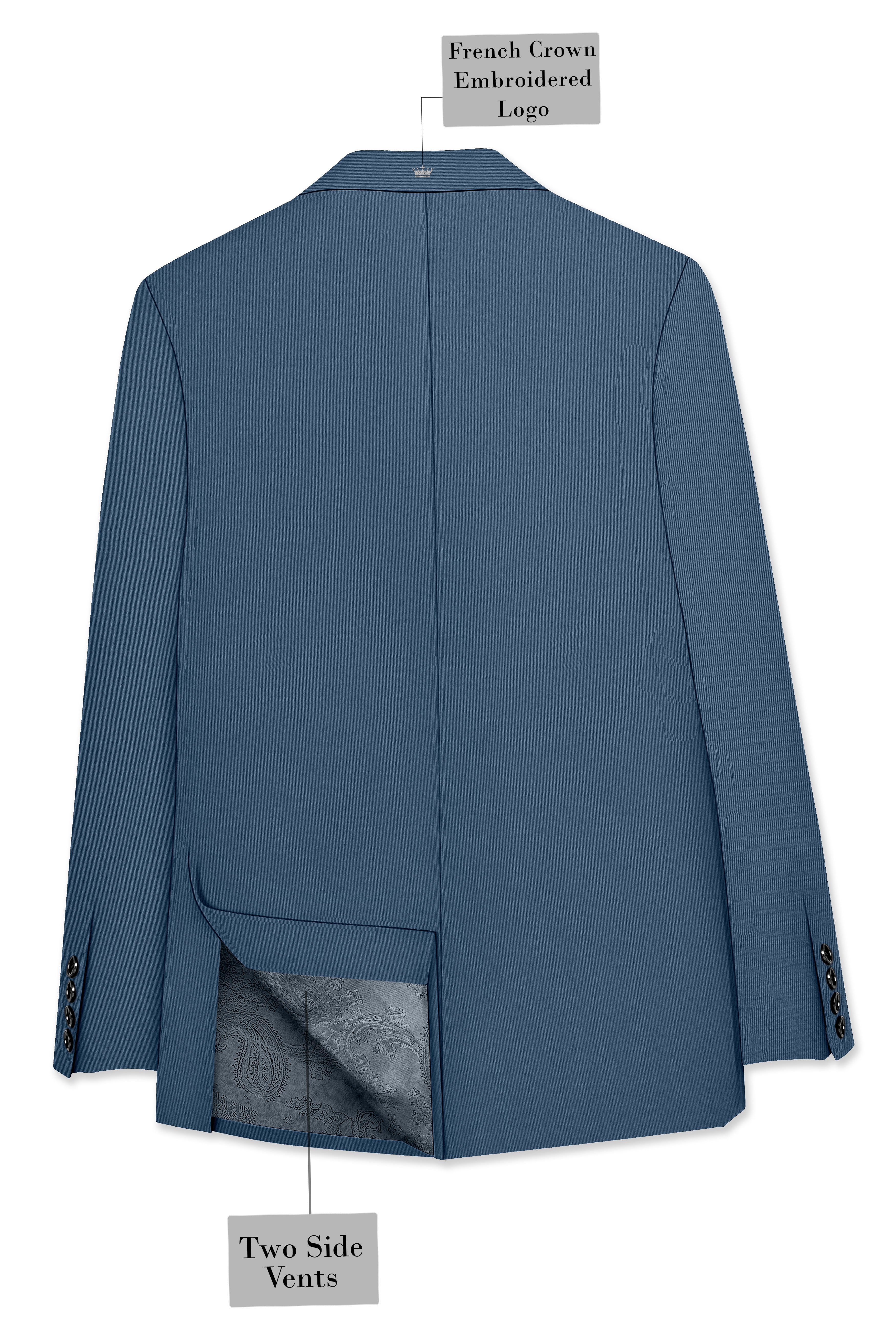 Azure-Nile Blue Slight Stretch Subtle Sheen Poly-Viscose Single Breasted Blazer