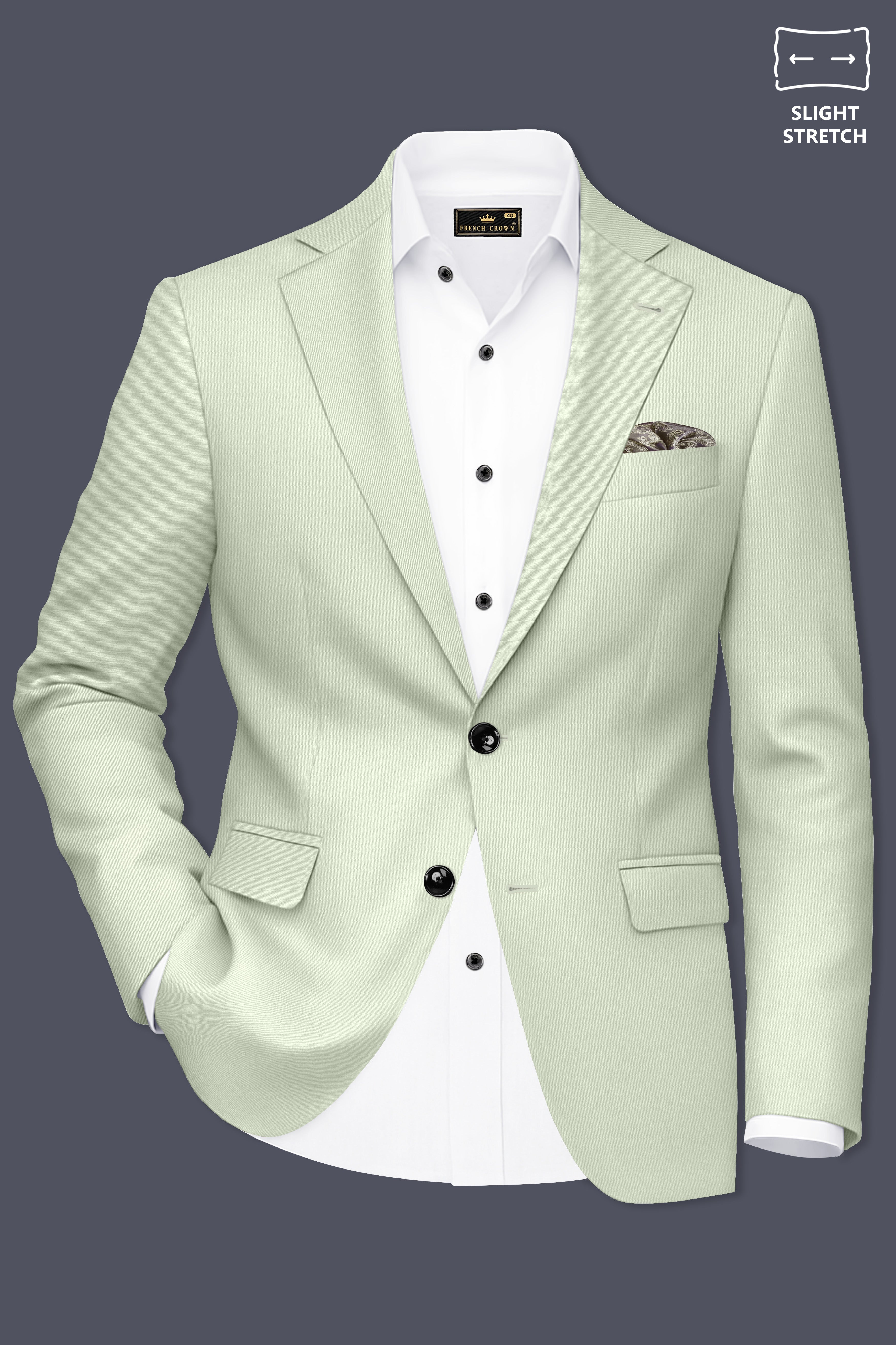 Breeze-Mint Green Slight Stretch Subtle Sheen Poly-Viscose Single Breasted Blazer