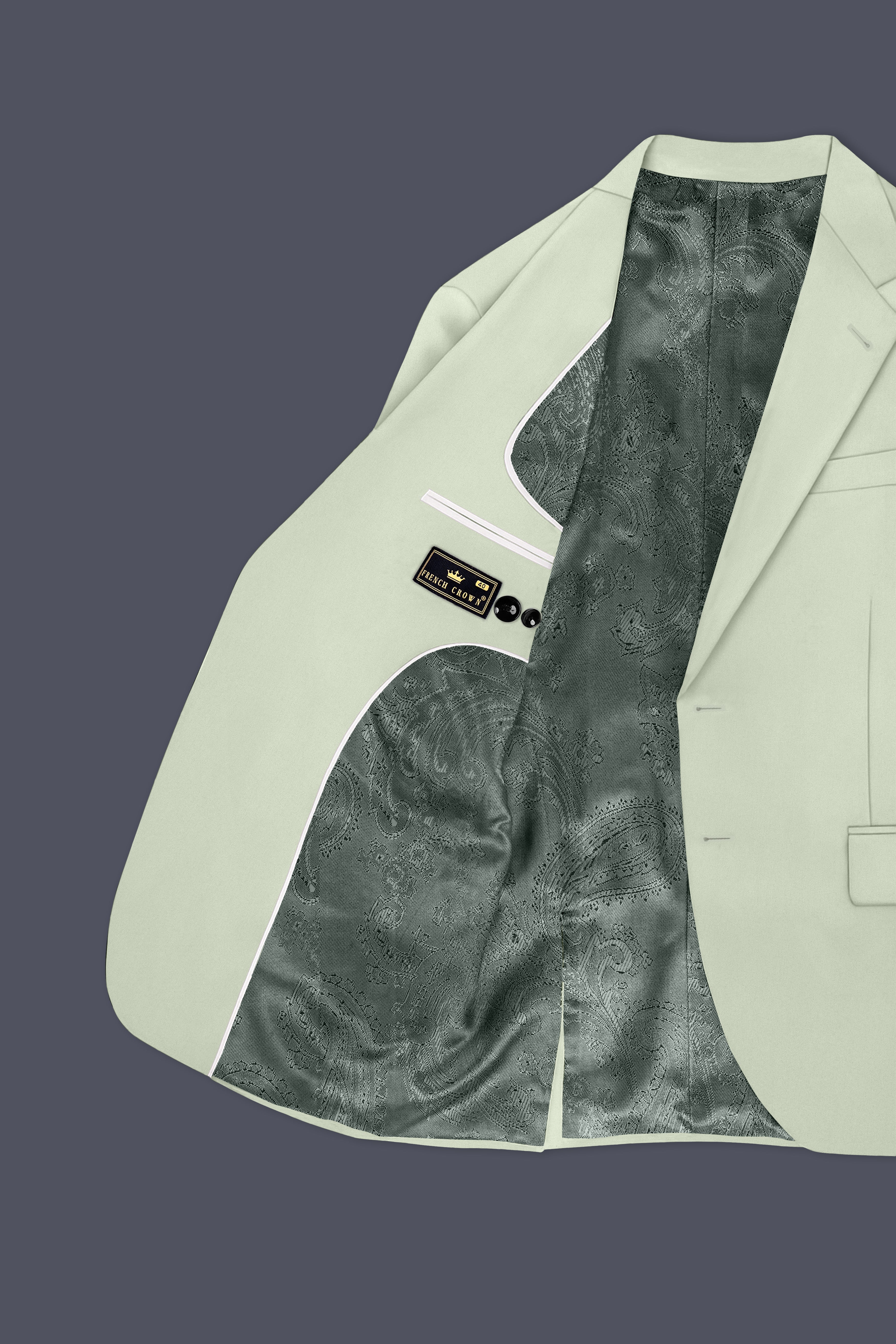 Breeze-Mint Green Slight Stretch Subtle Sheen Poly-Viscose Single Breasted Blazer