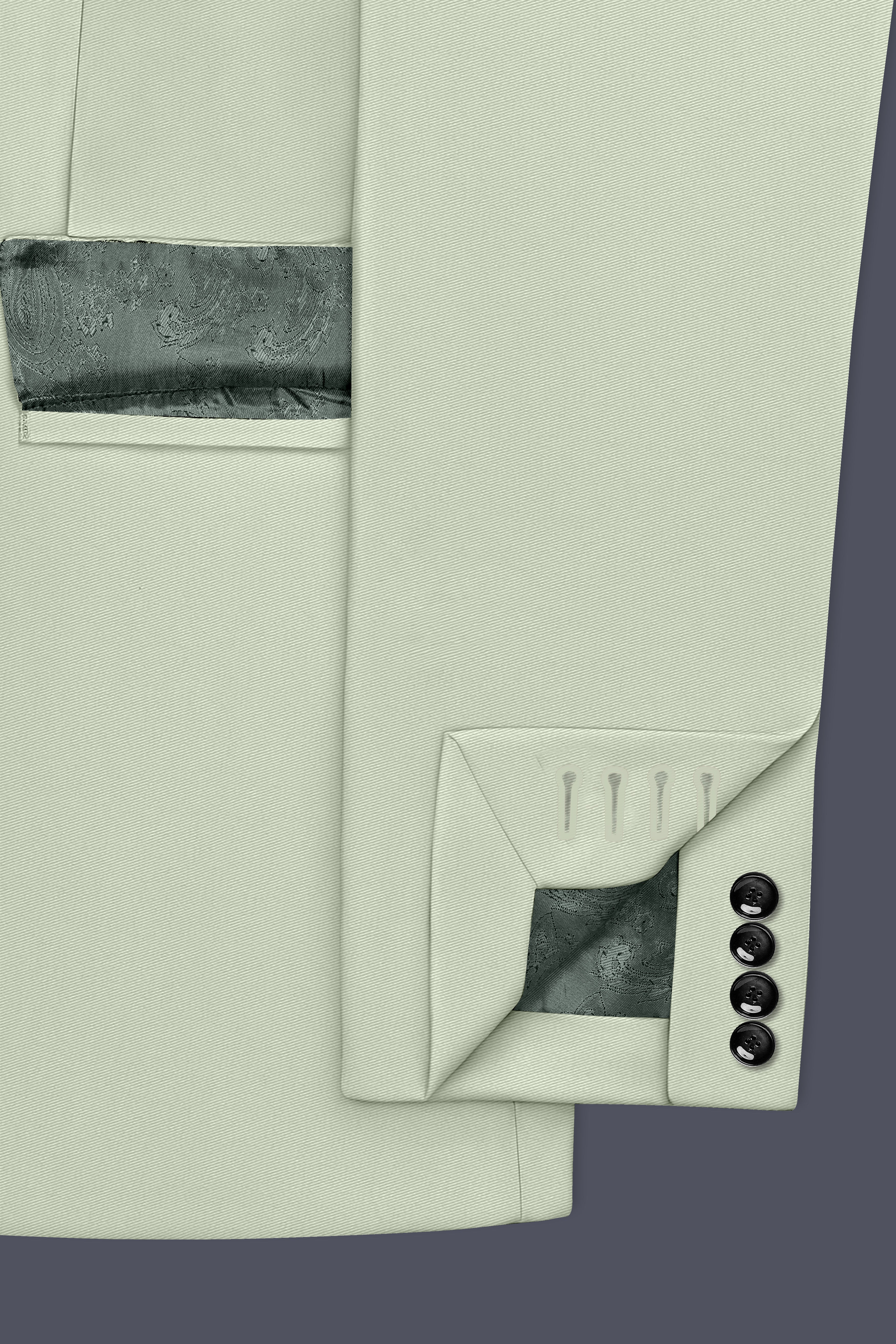 Breeze-Mint Green Slight Stretch Subtle Sheen Poly-Viscose Single Breasted Blazer