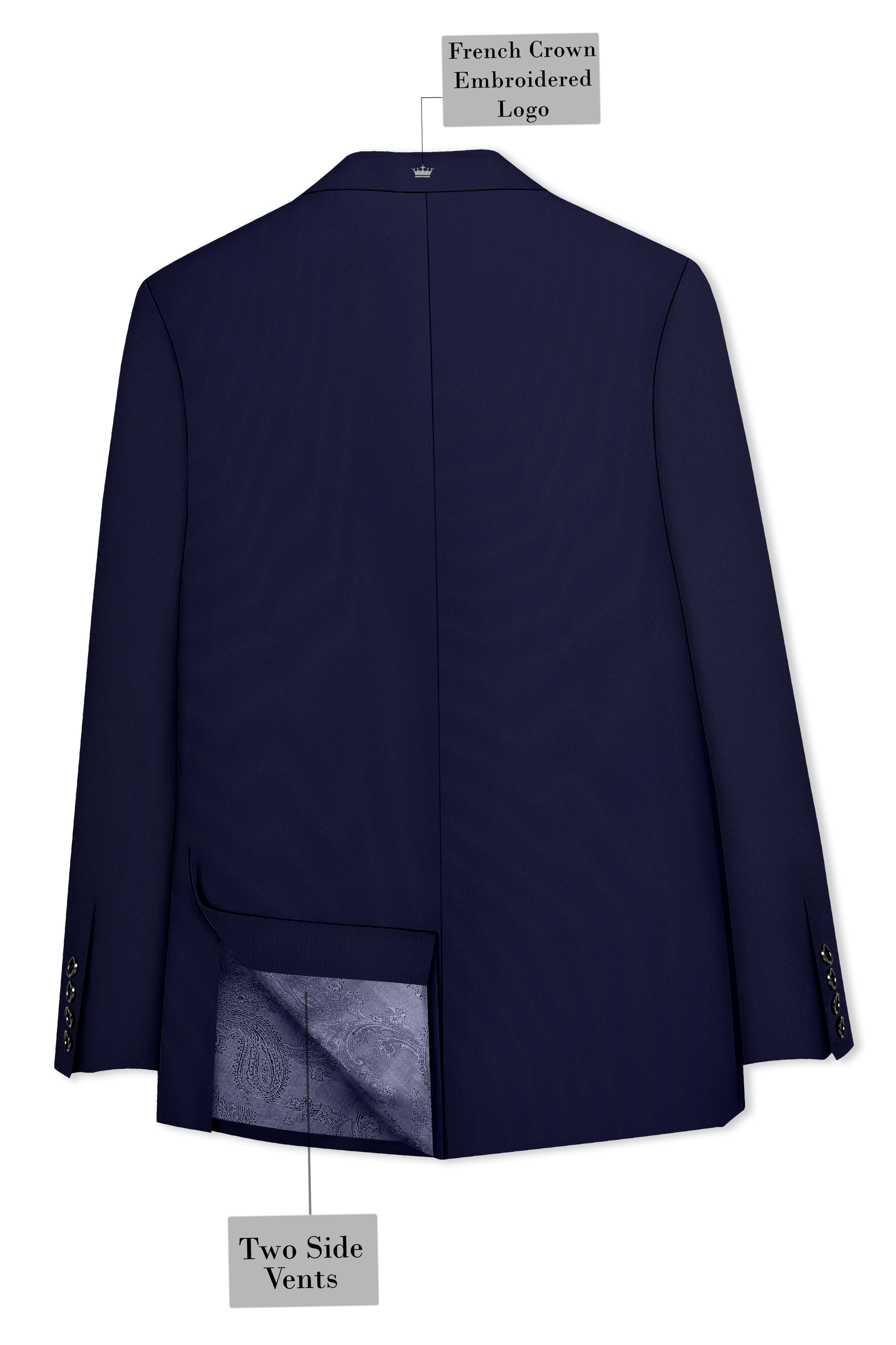 Aegean-Mirage Blue Slight Stretch Subtle Sheen Poly-Viscose Double Breasted Blazer