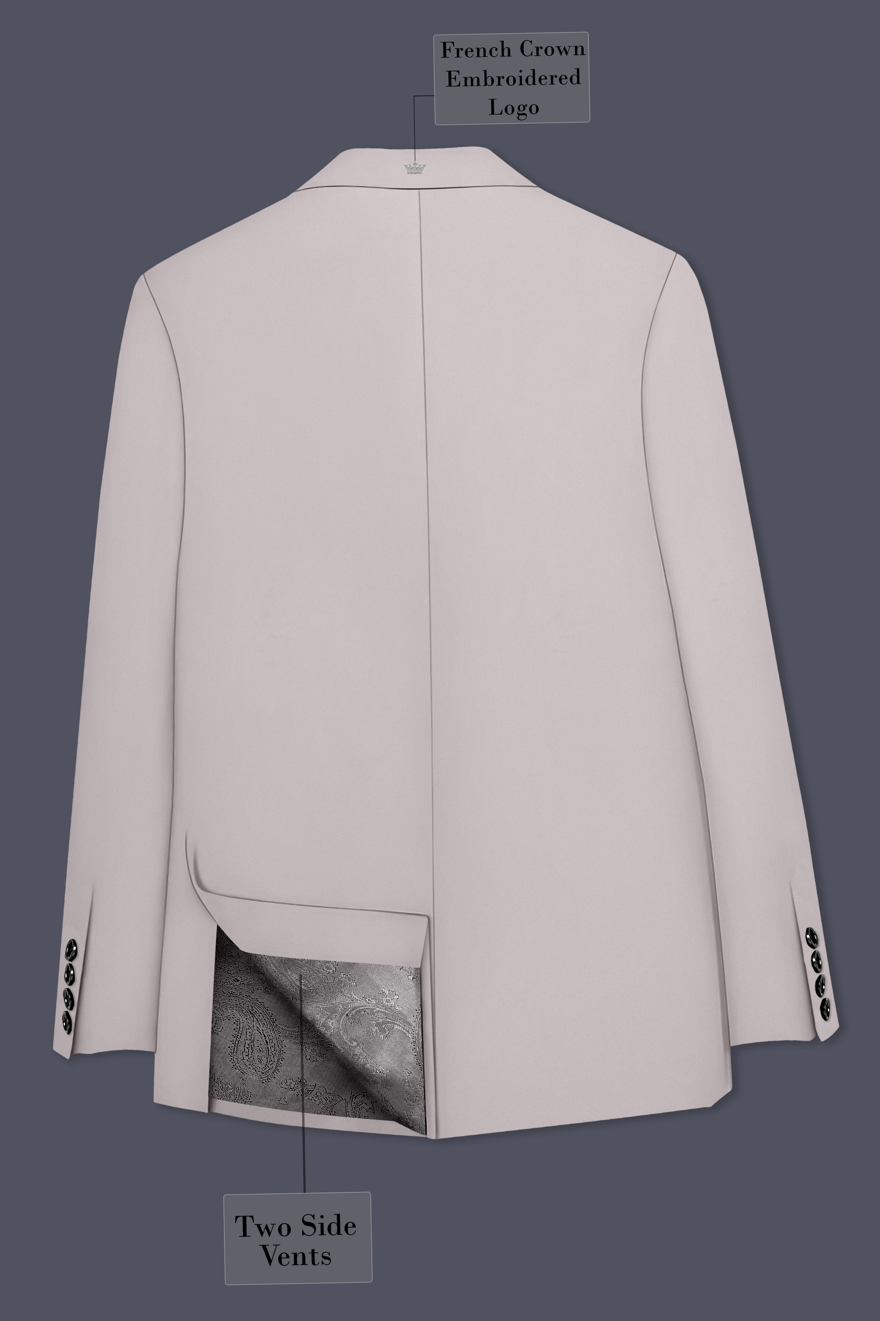 Lustre-Cloud Pink Slight Stretch Subtle Sheen Poly-Viscose Double Breasted Blazer