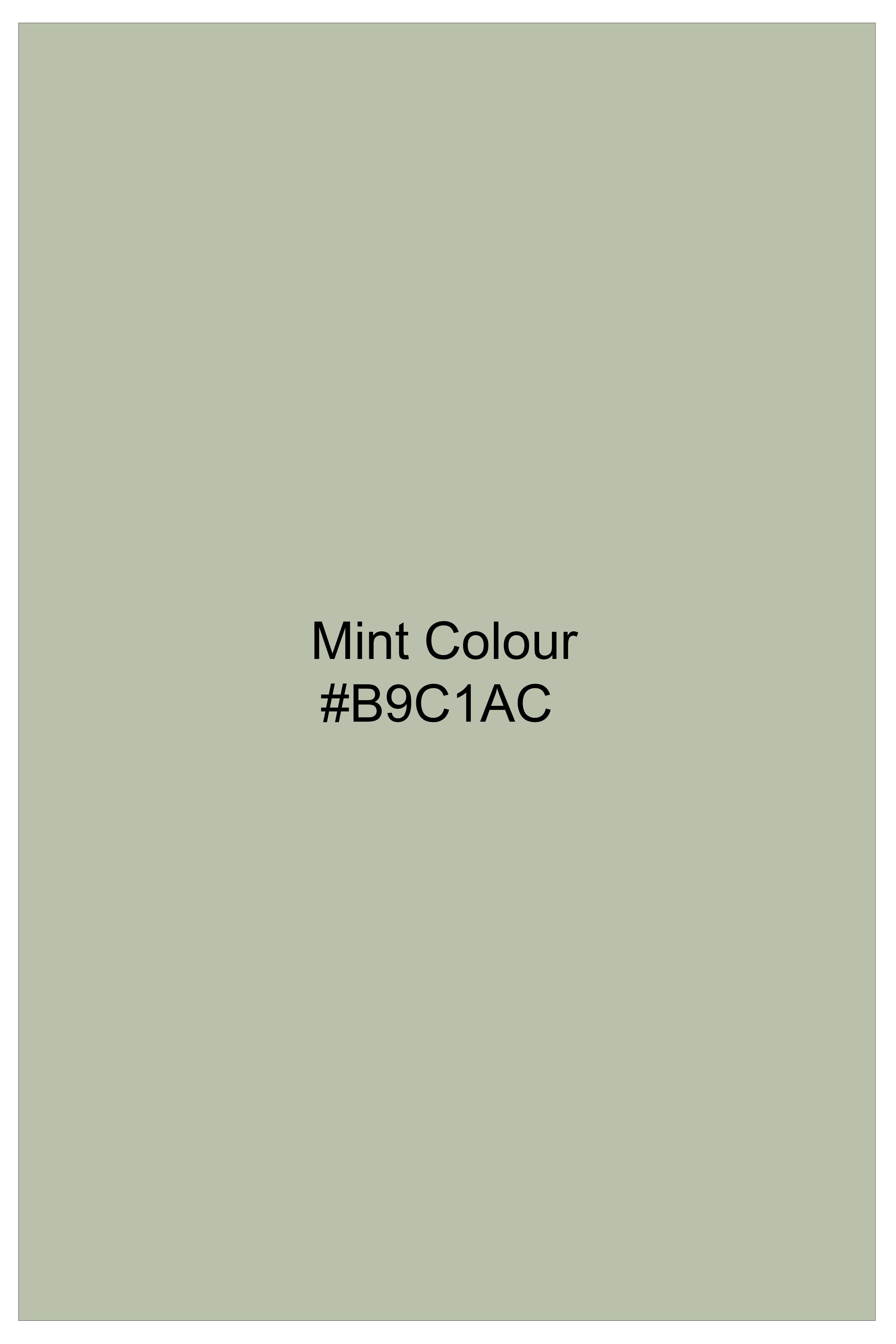 Breeze-Mint Green Slight Stretch Subtle Sheen Poly-Viscose Double Breasted Blazer