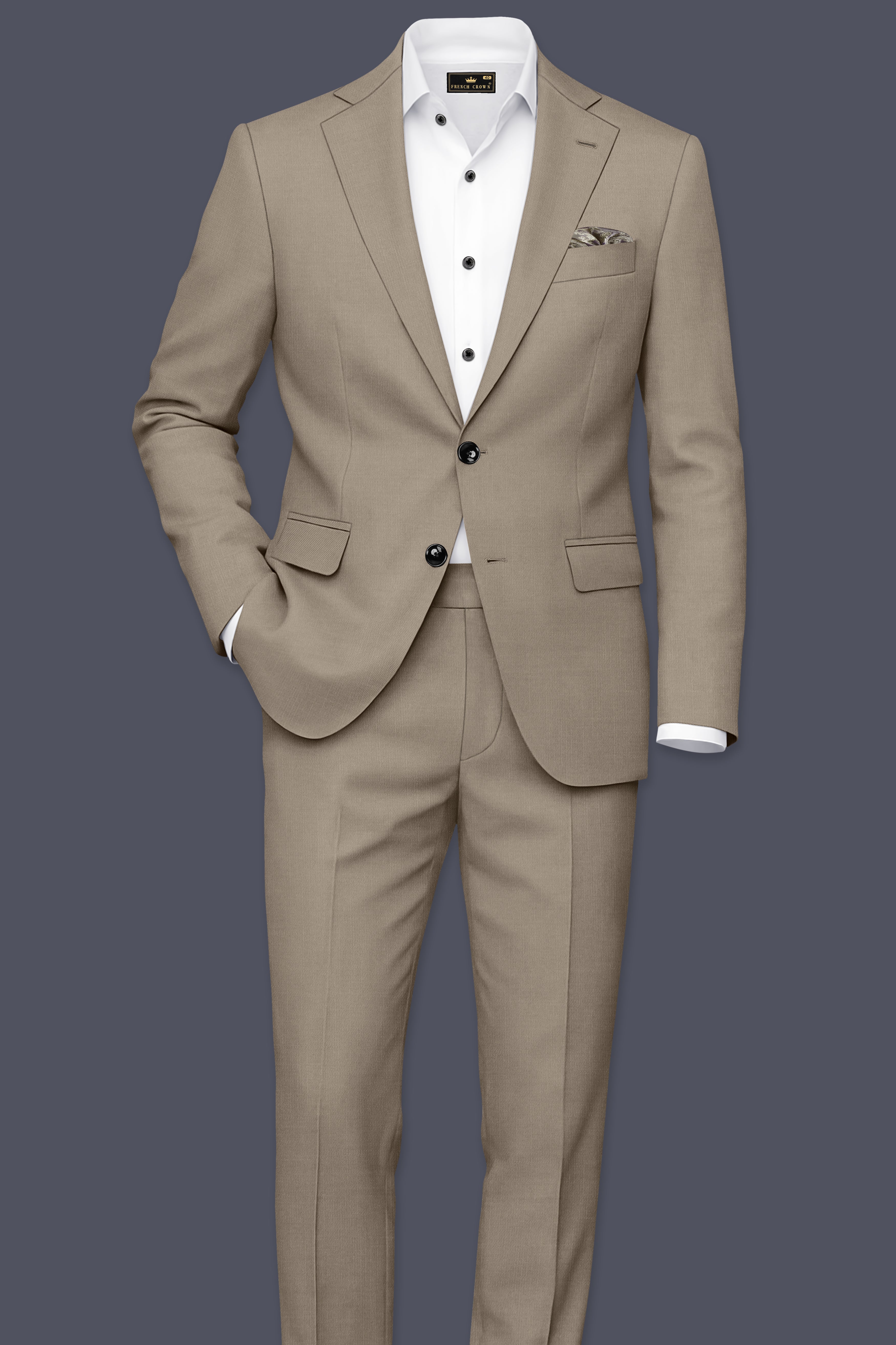 Umber-Stonewall Brown Wool Rich Slight Stretch Single Breasted Blazer