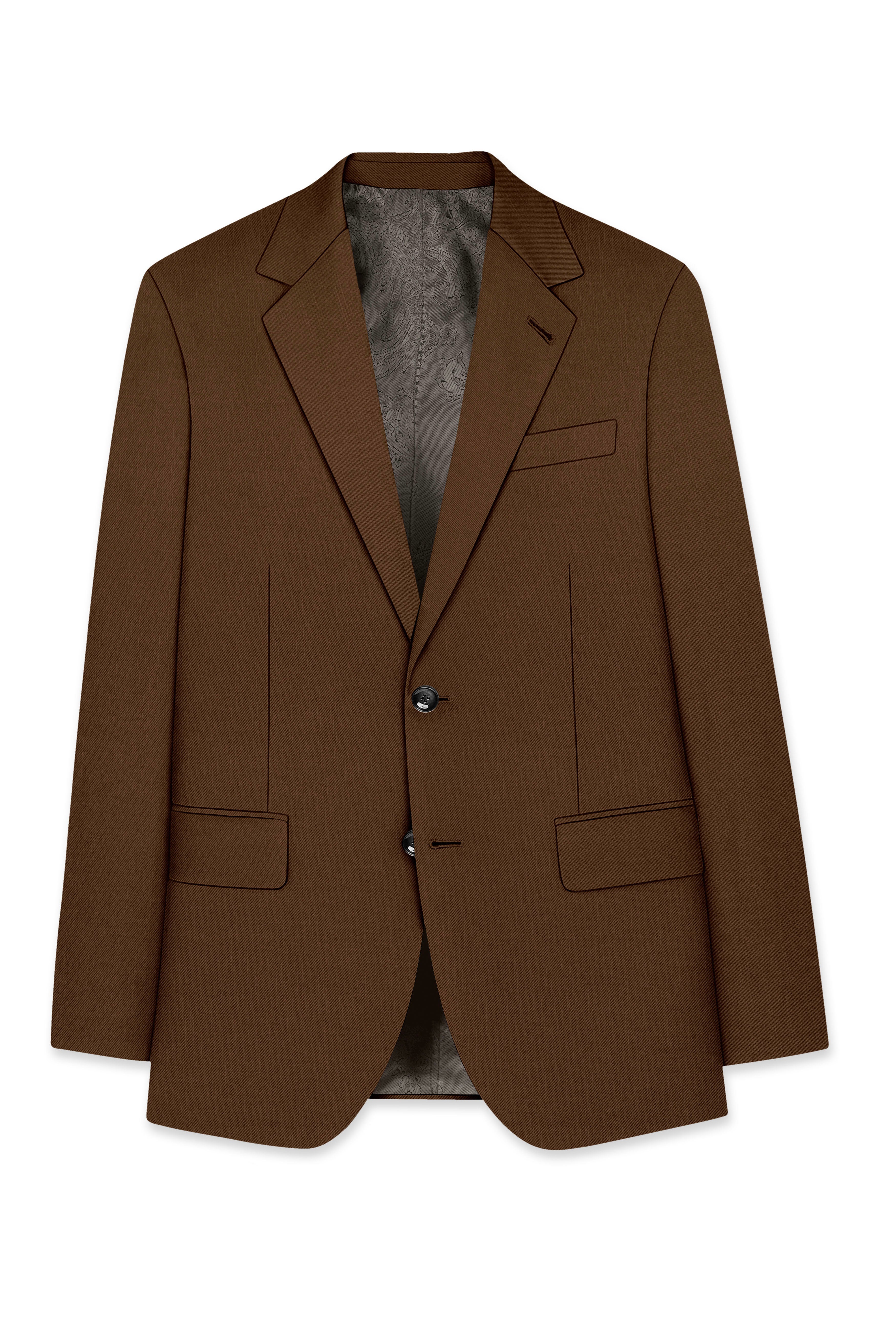 Havron-Derby Brown Wool Rich Slight Stretch Single Breasted Blazer