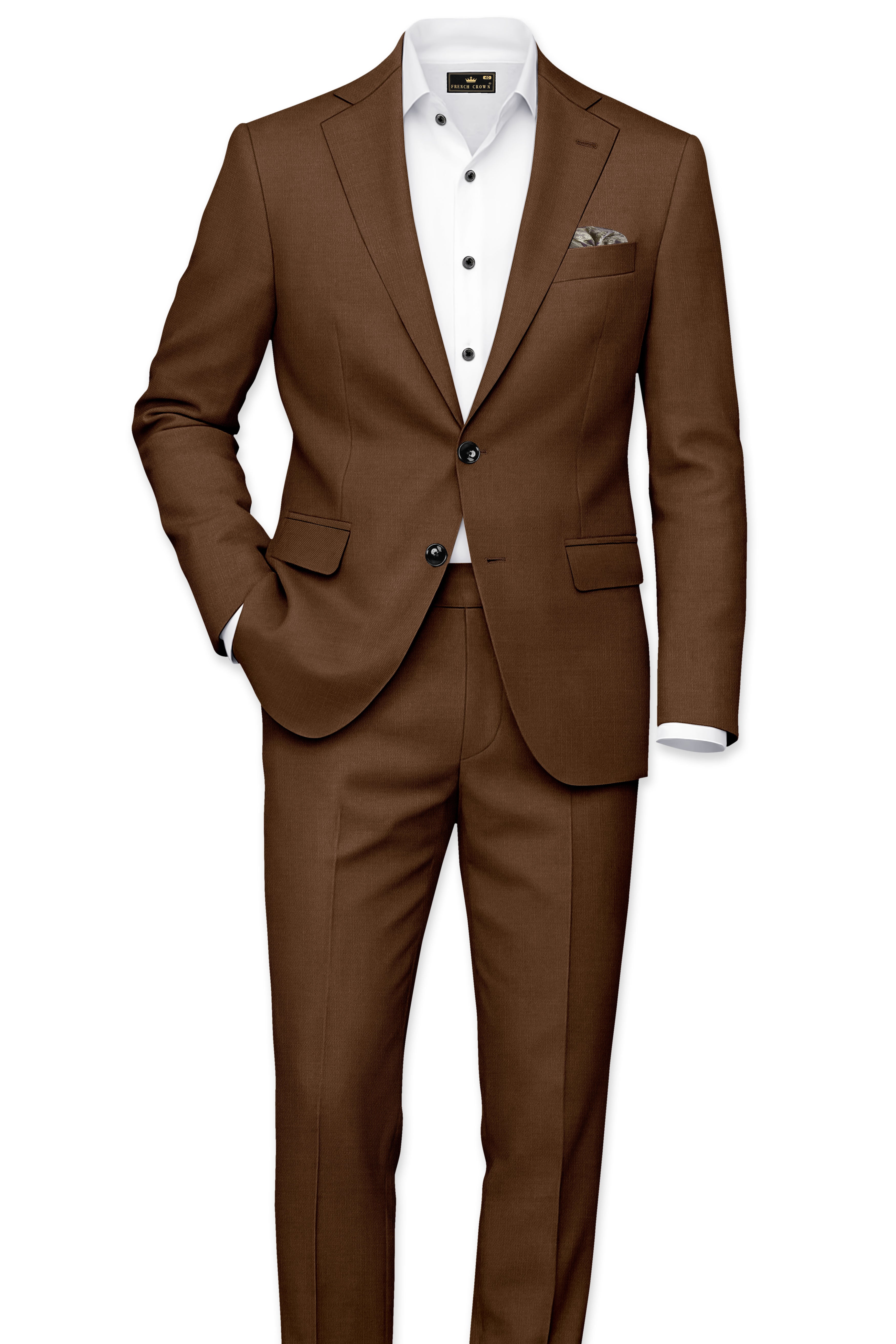 Havron-Derby Brown Wool Rich Slight Stretch Single Breasted Blazer