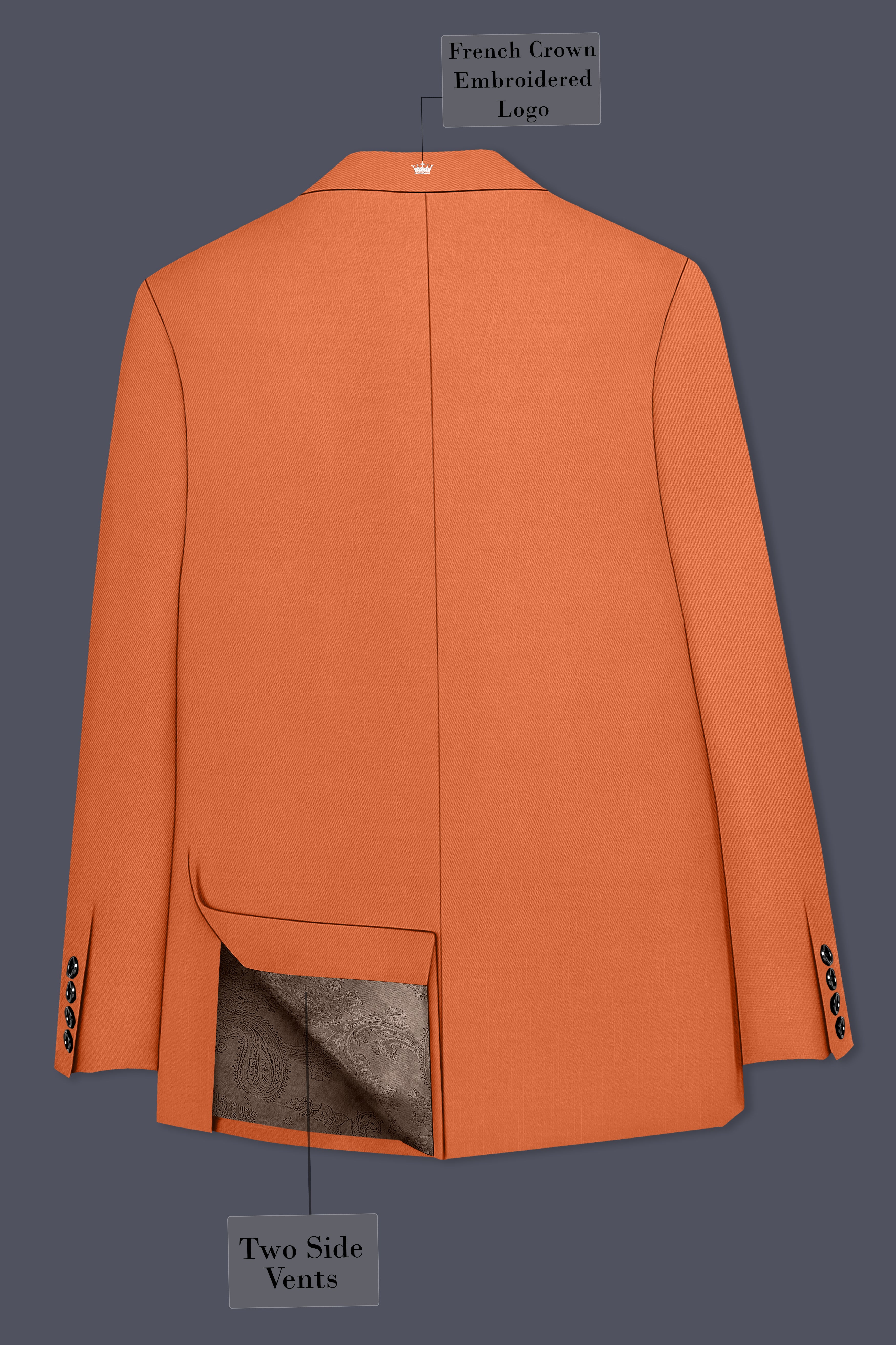Prestige-Tuscany Orange Wool Rich Slight Stretch Single Breasted Blazer