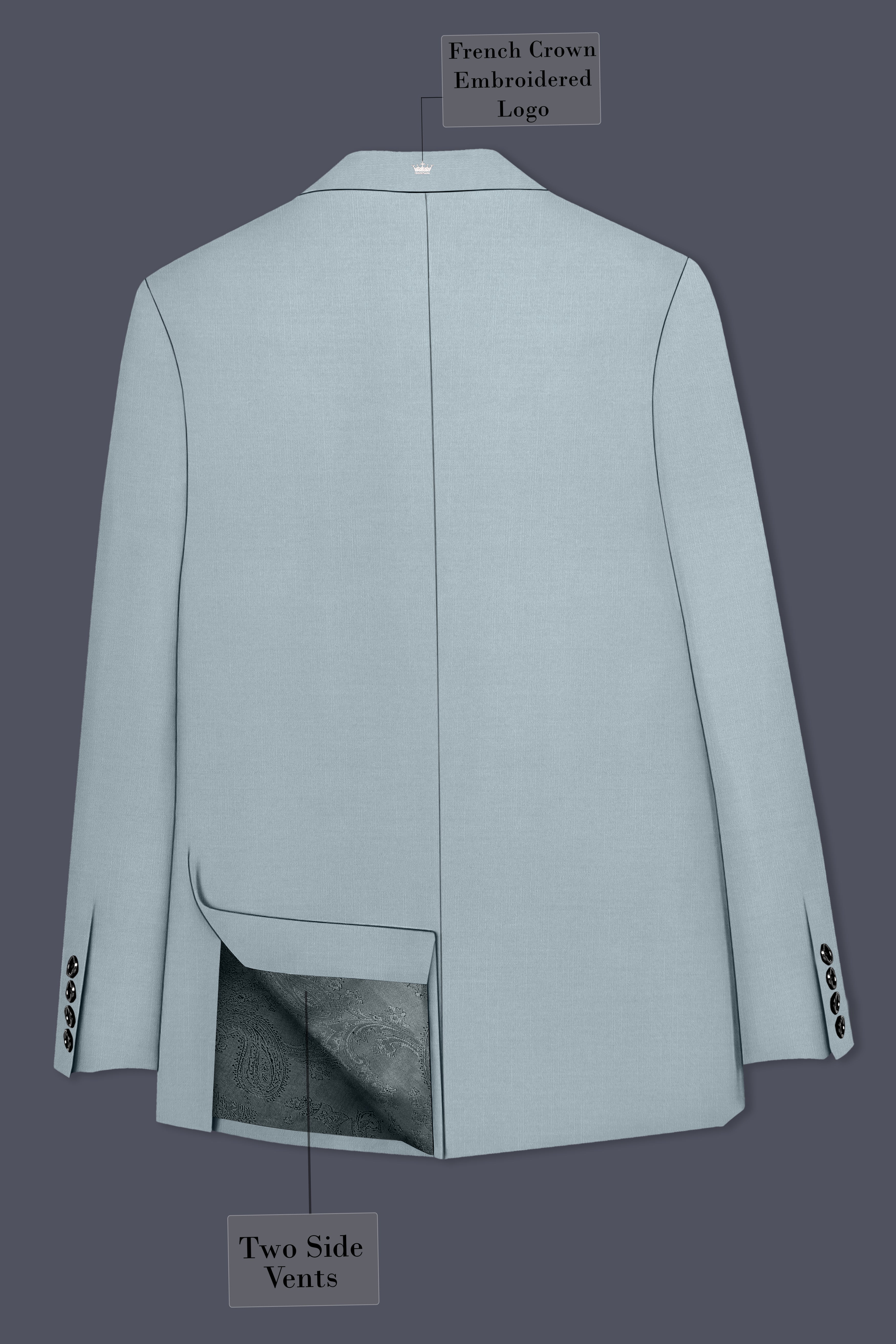 Valtor-Pewter Gray Wool Rich Slight Stretch Double Breasted Blazer