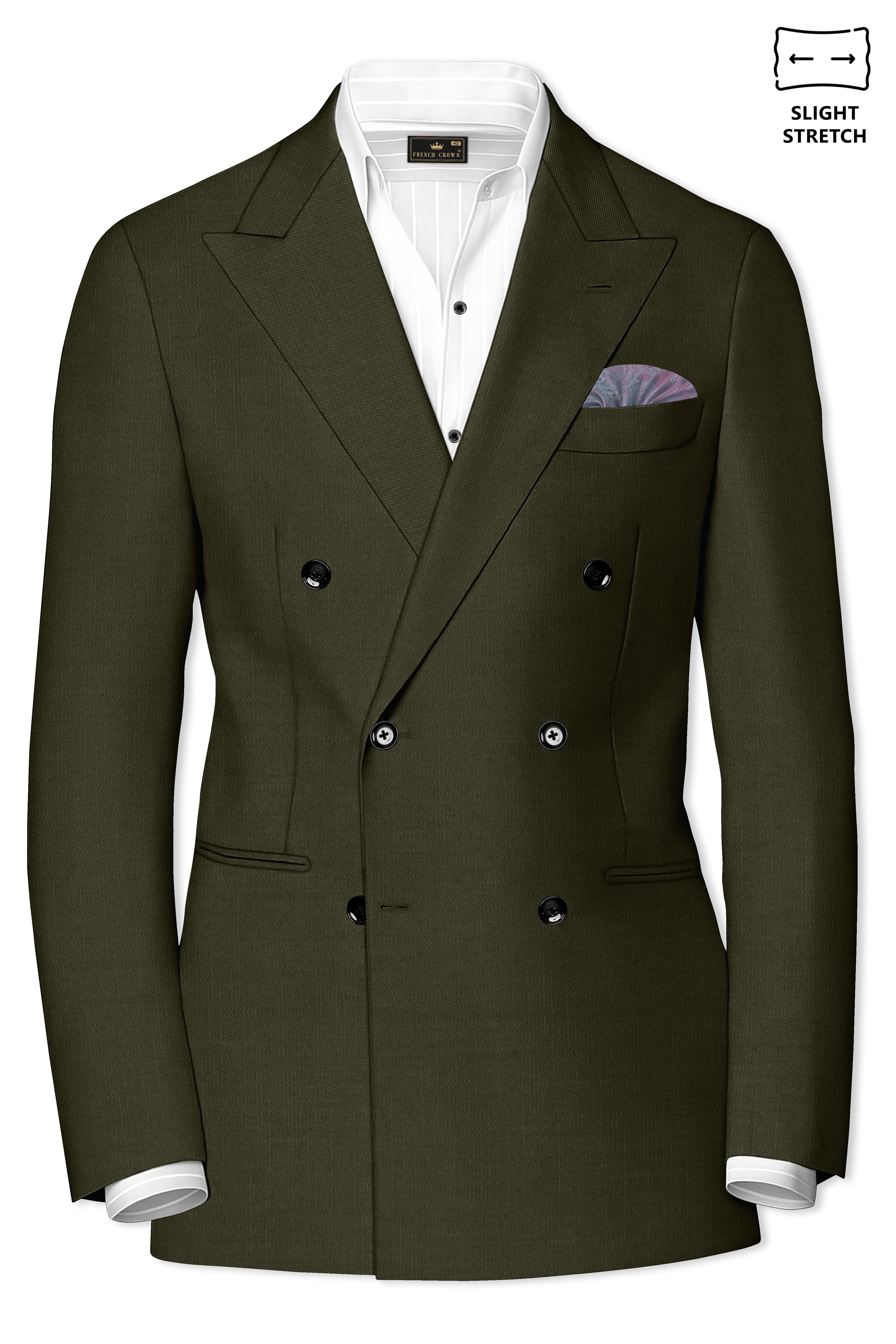 Byzantium Purple And Jade Black Stripes Premium Wool Blend Double
