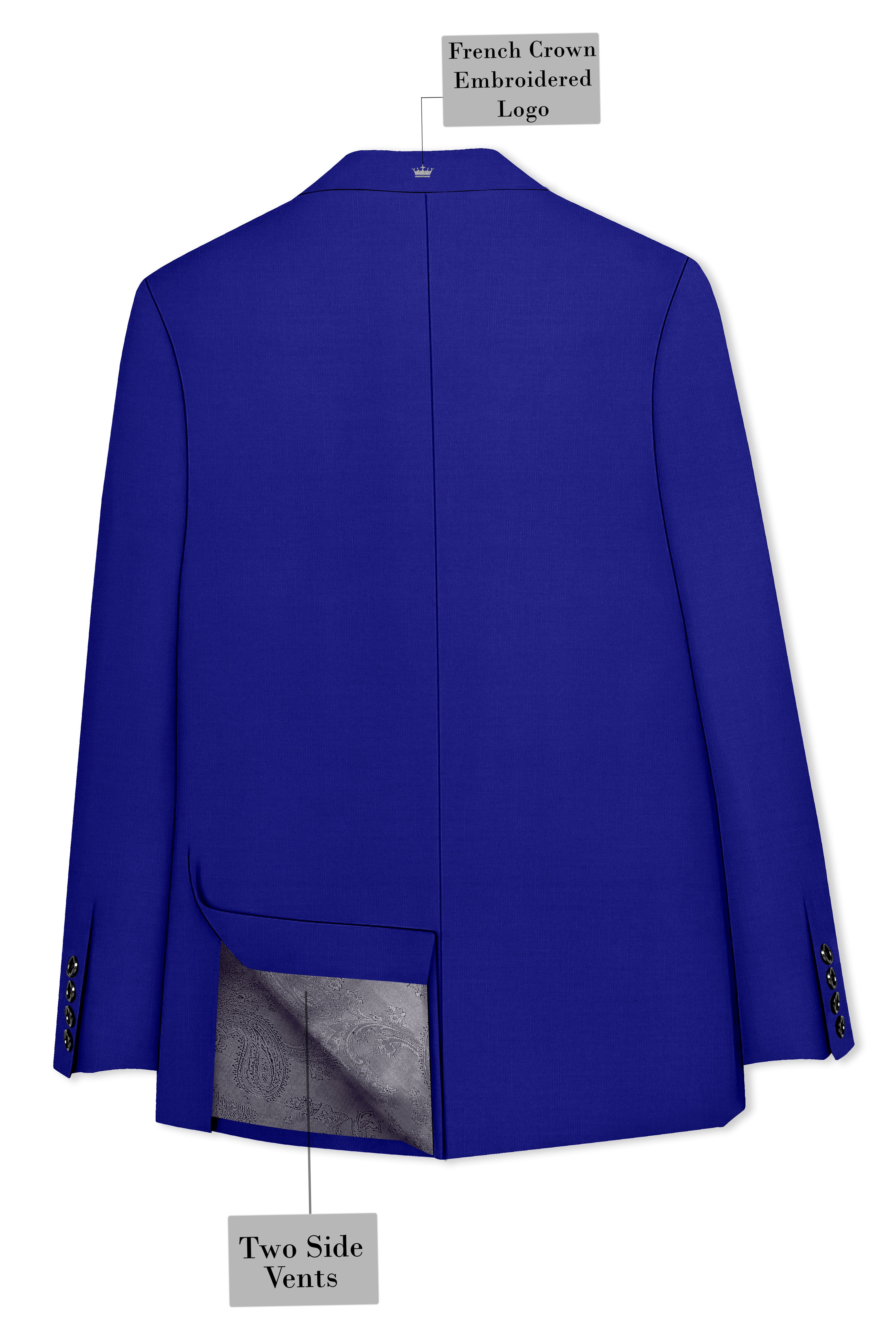 Stratos-Cobalt Blue Wool Rich Slight Stretch Double Breasted Blazer