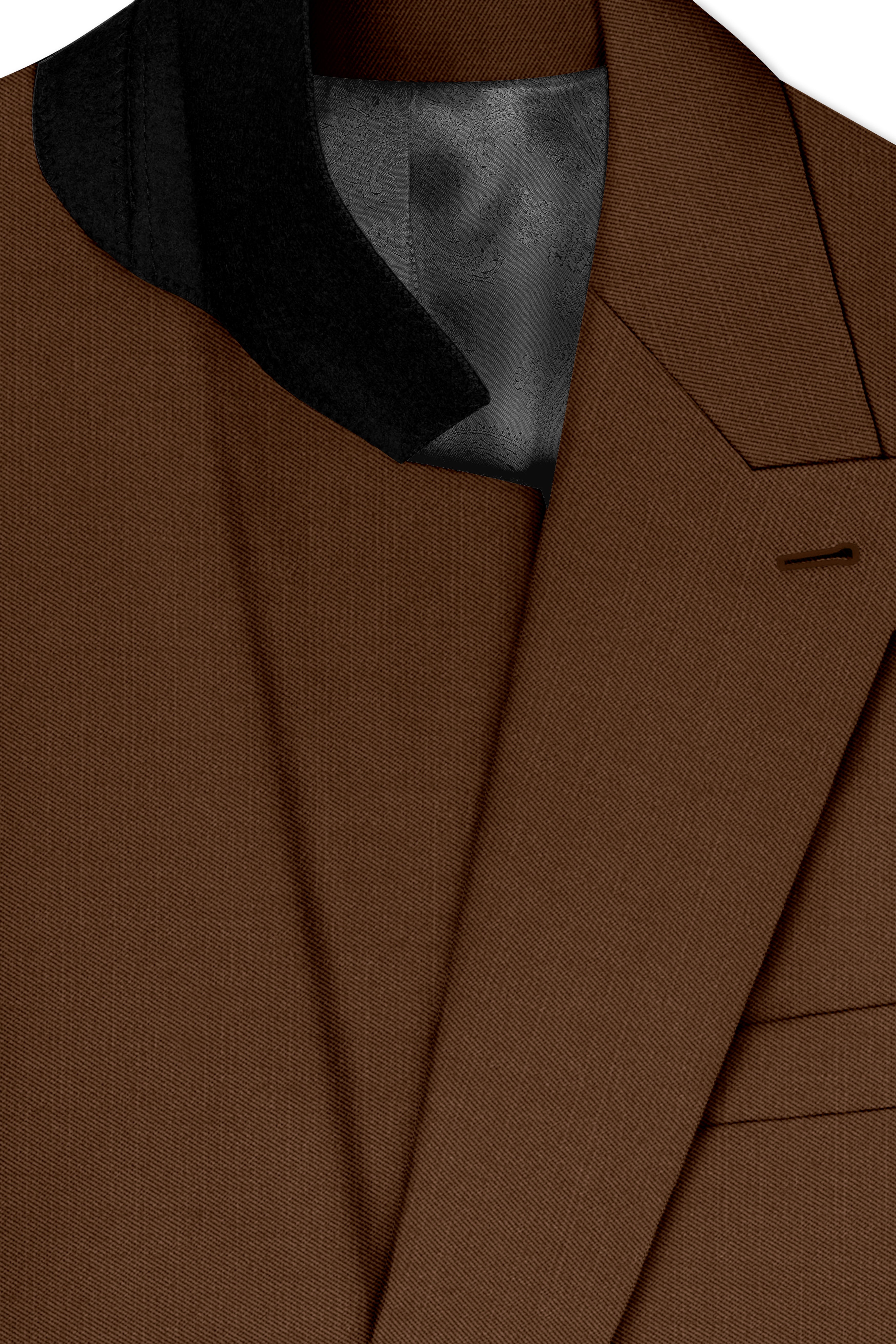 Havron-Derby Brown Wool Rich Slight Stretch Double Breasted Blazer