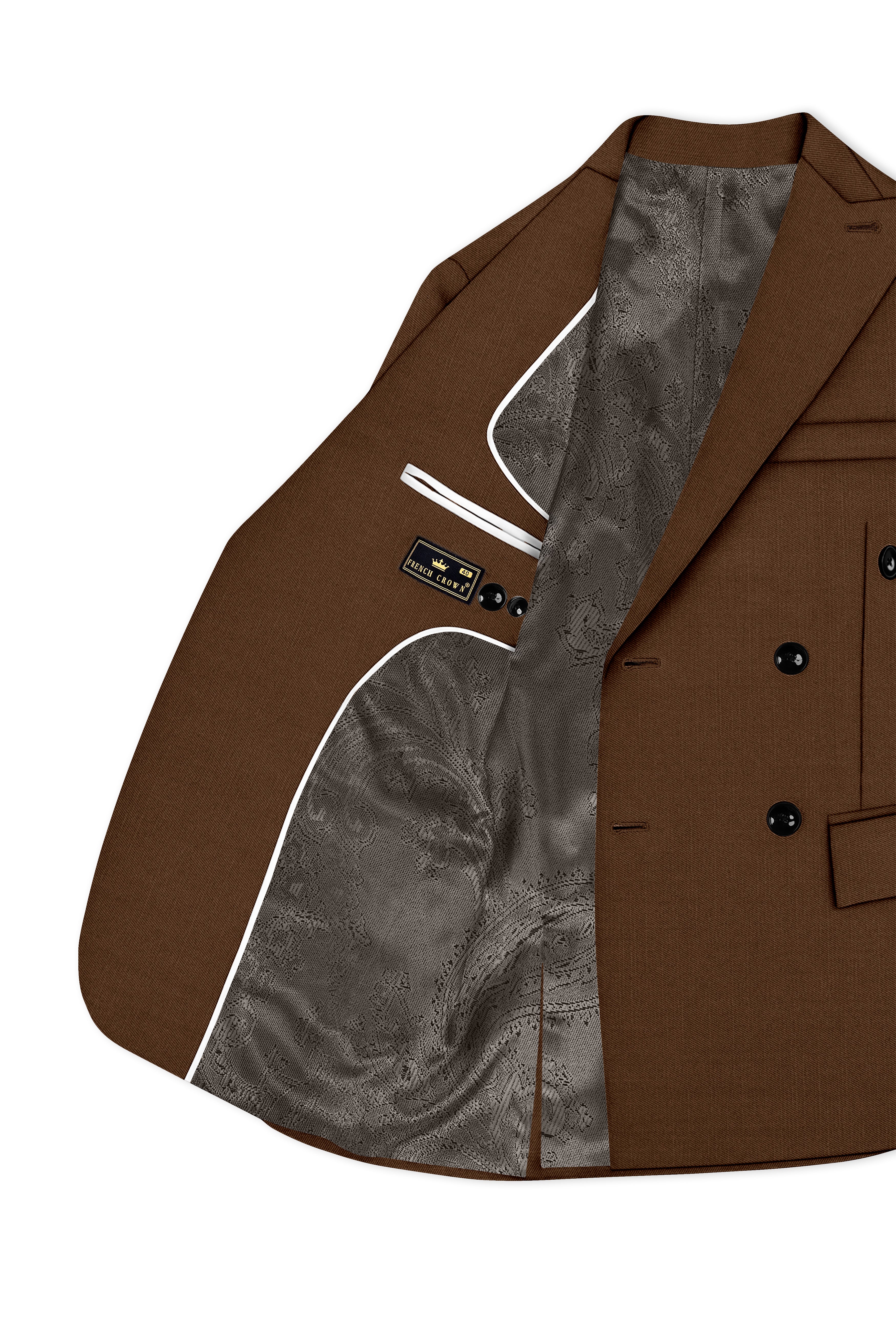 Havron-Derby Brown Wool Rich Slight Stretch Double Breasted Blazer