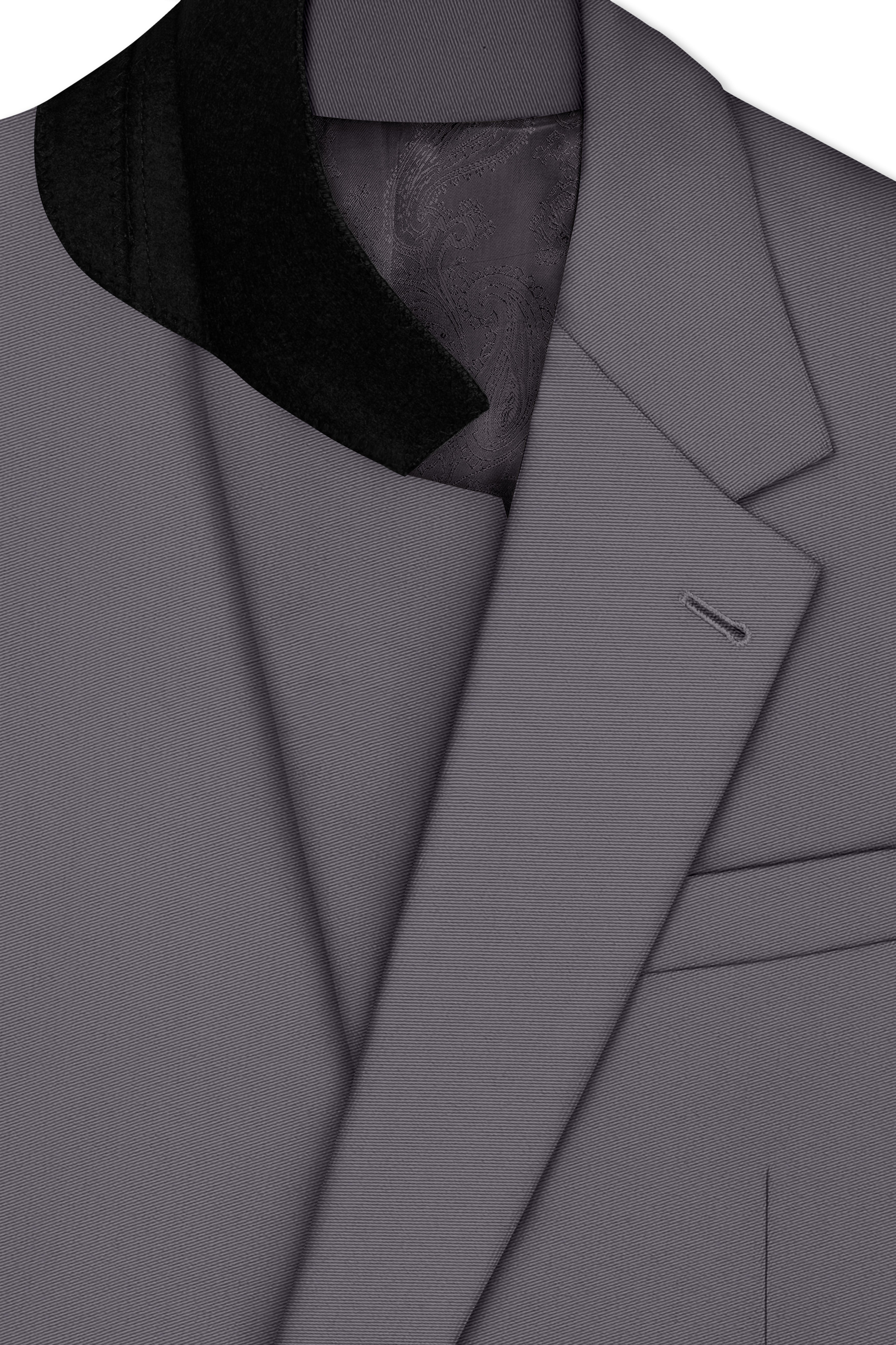 Veltrix-Fuscous Gray Slight Stretch Subtle Sheen Poly-Viscose Single Breasted Blazer
