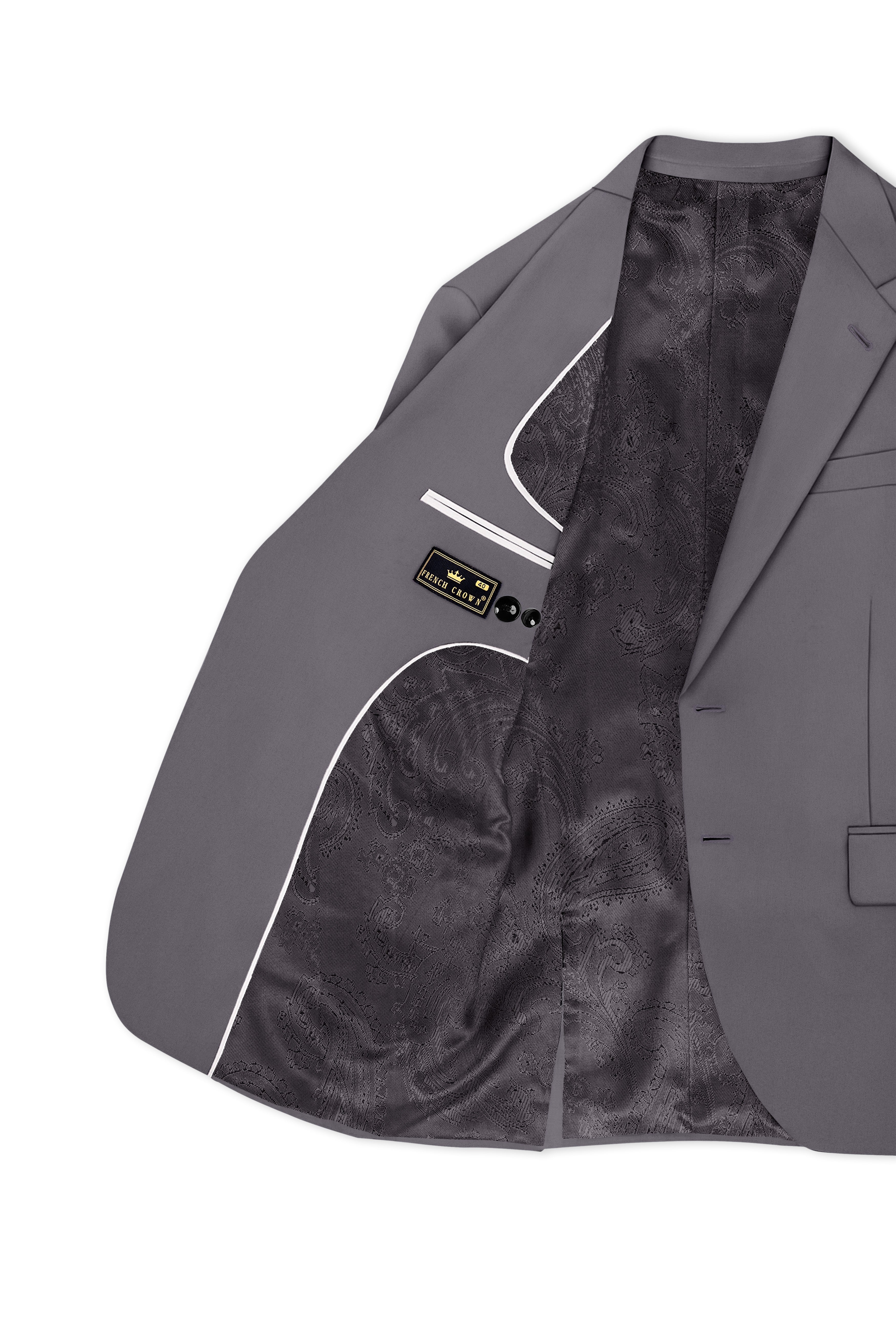 Veltrix-Fuscous Gray Slight Stretch Subtle Sheen Poly-Viscose Single Breasted Blazer