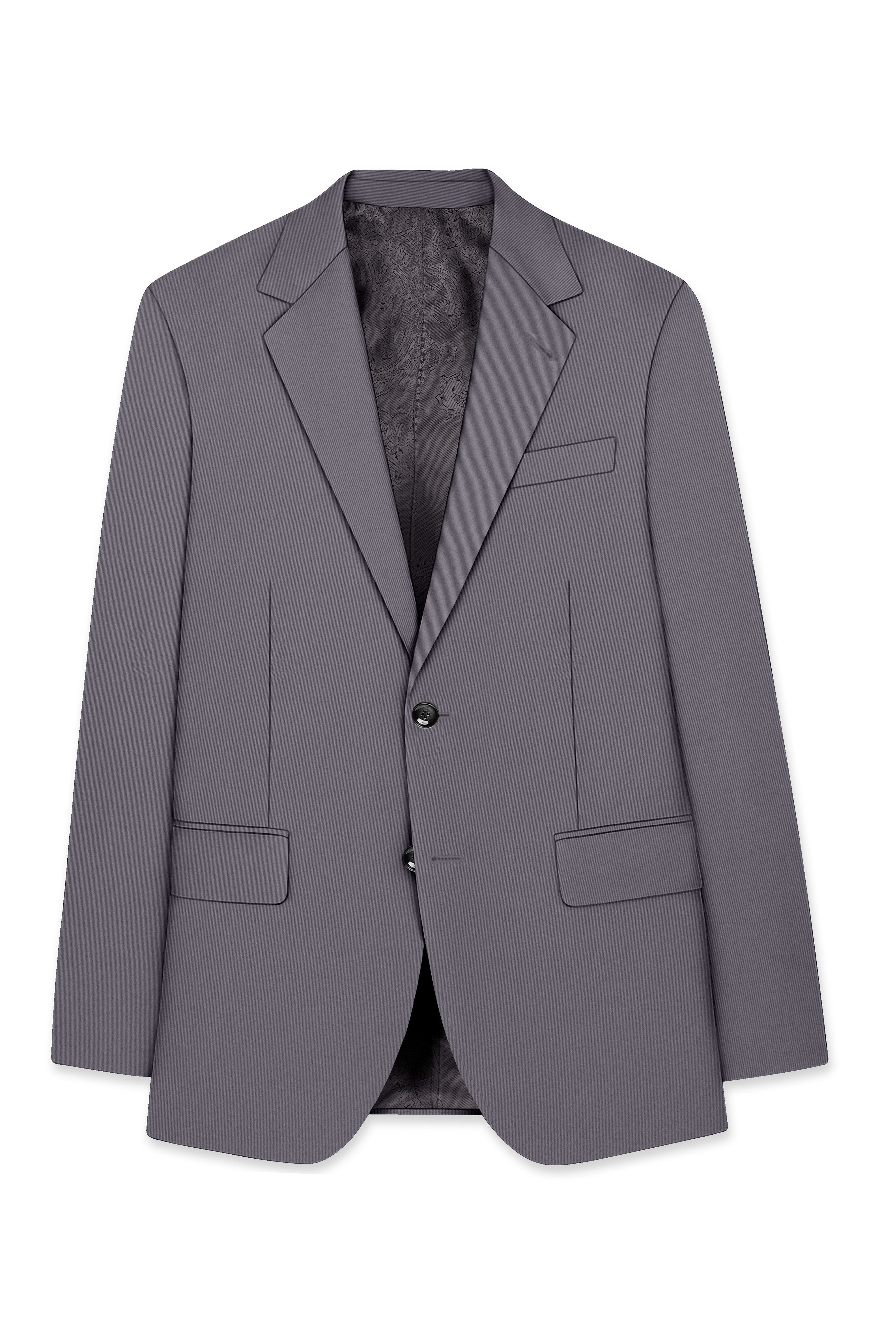 Veltrix-Fuscous Gray Slight Stretch Subtle Sheen Poly-Viscose Single Breasted Blazer