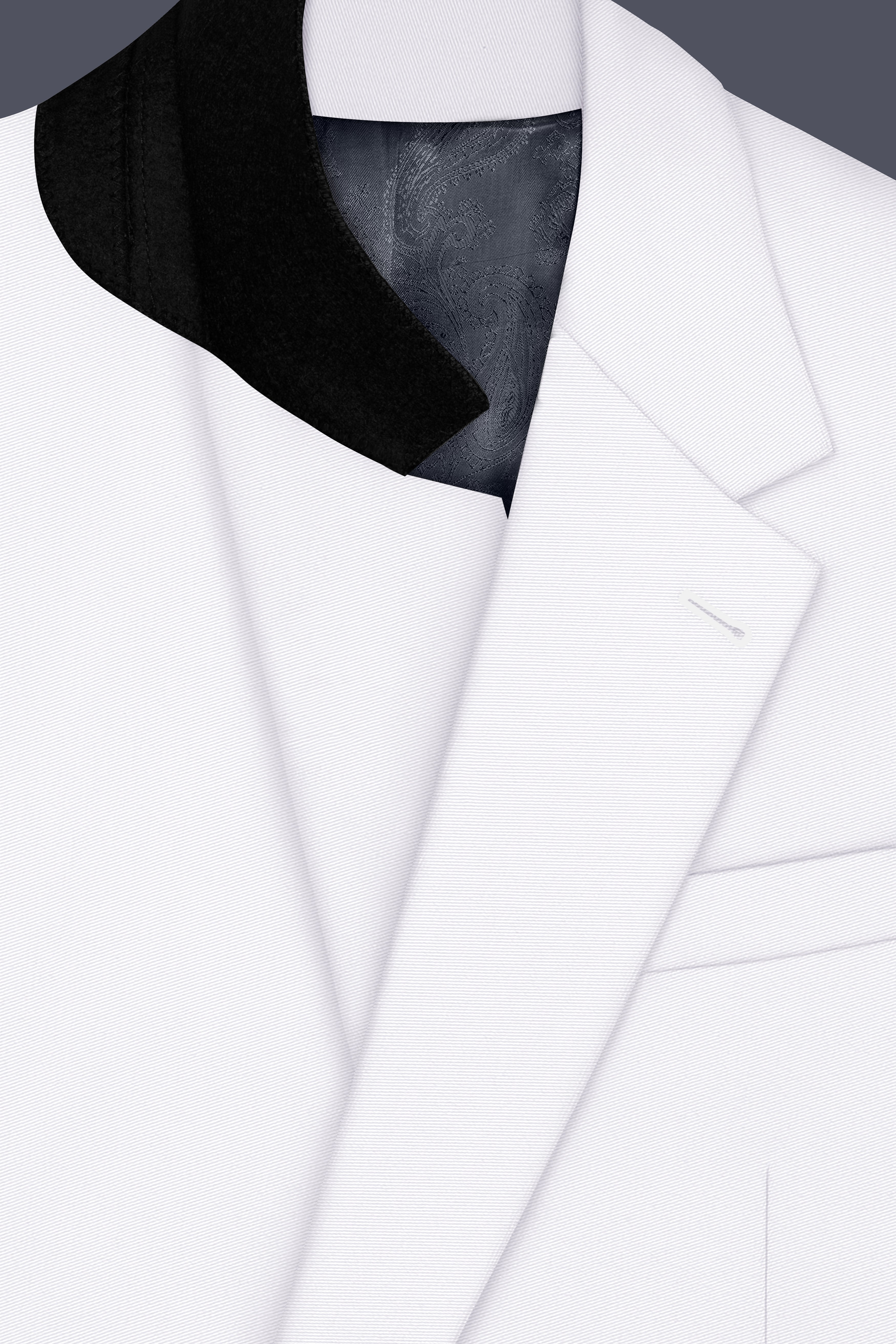 Aurello-Bright White Slight Stretch Subtle Sheen Poly-Viscose Single Breasted Blazer