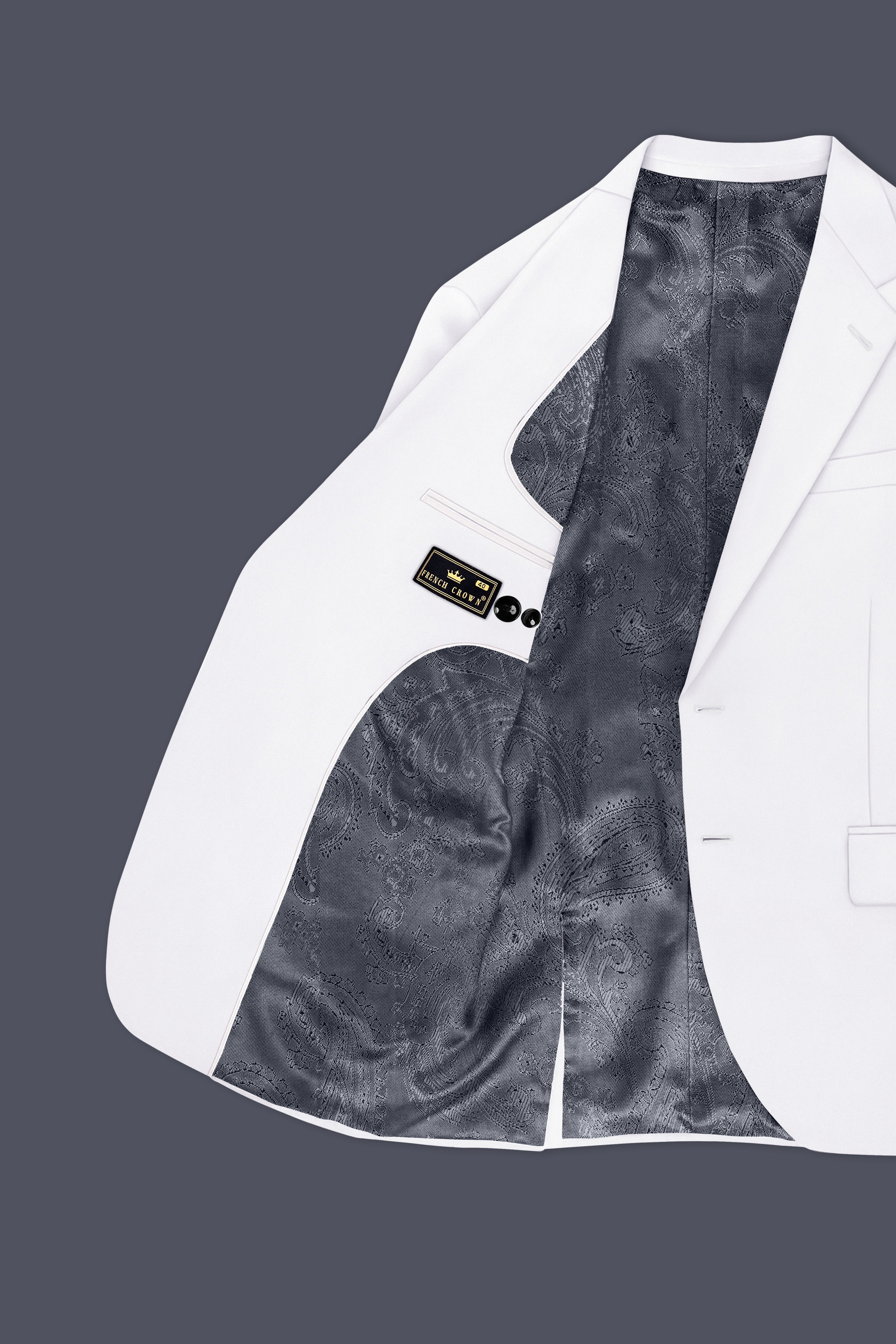 Aurello-Bright White Slight Stretch Subtle Sheen Poly-Viscose Single Breasted Blazer