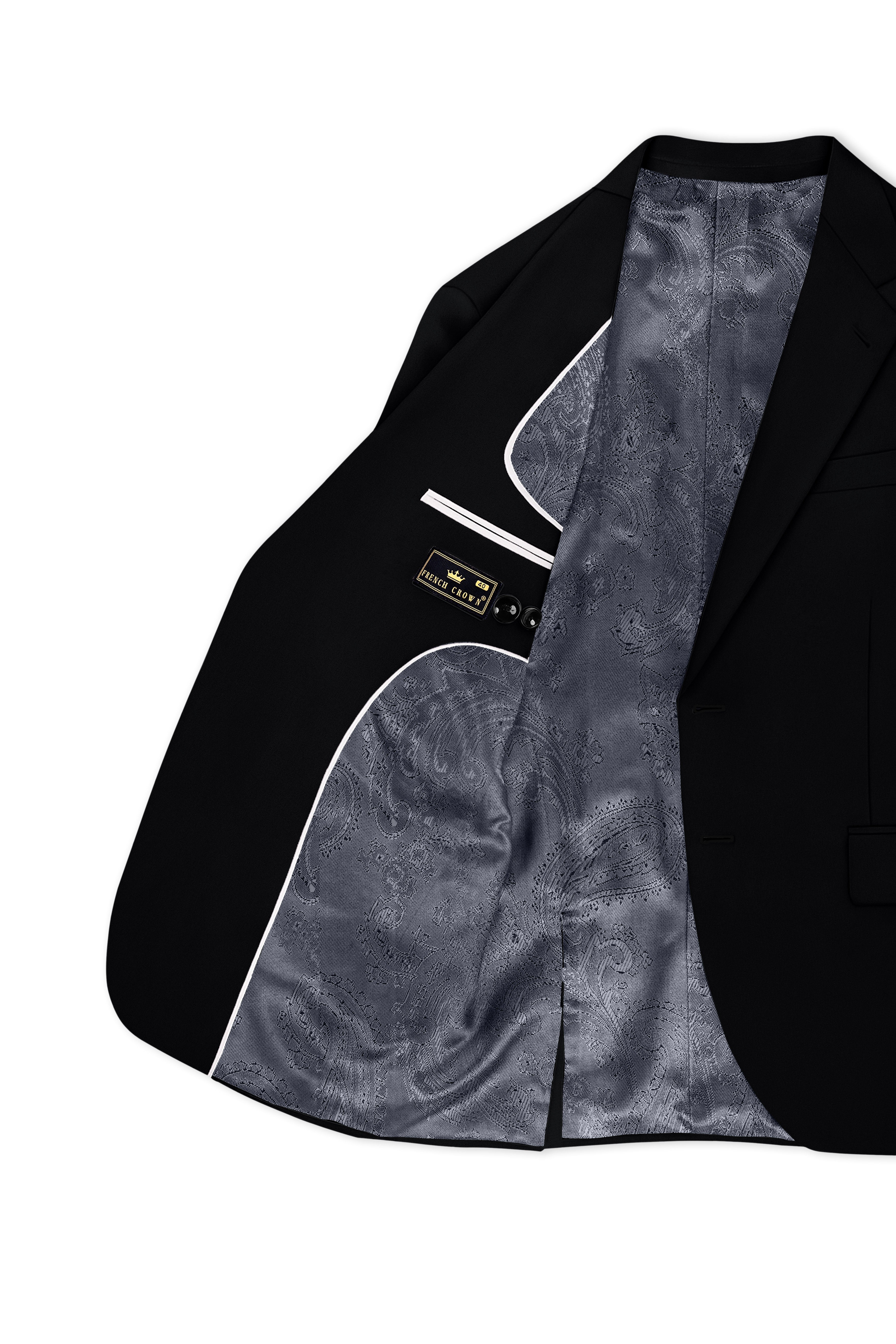 Obsidar-Jade Black Slight Stretch Subtle Sheen Poly-Viscose Single Breasted Blazer