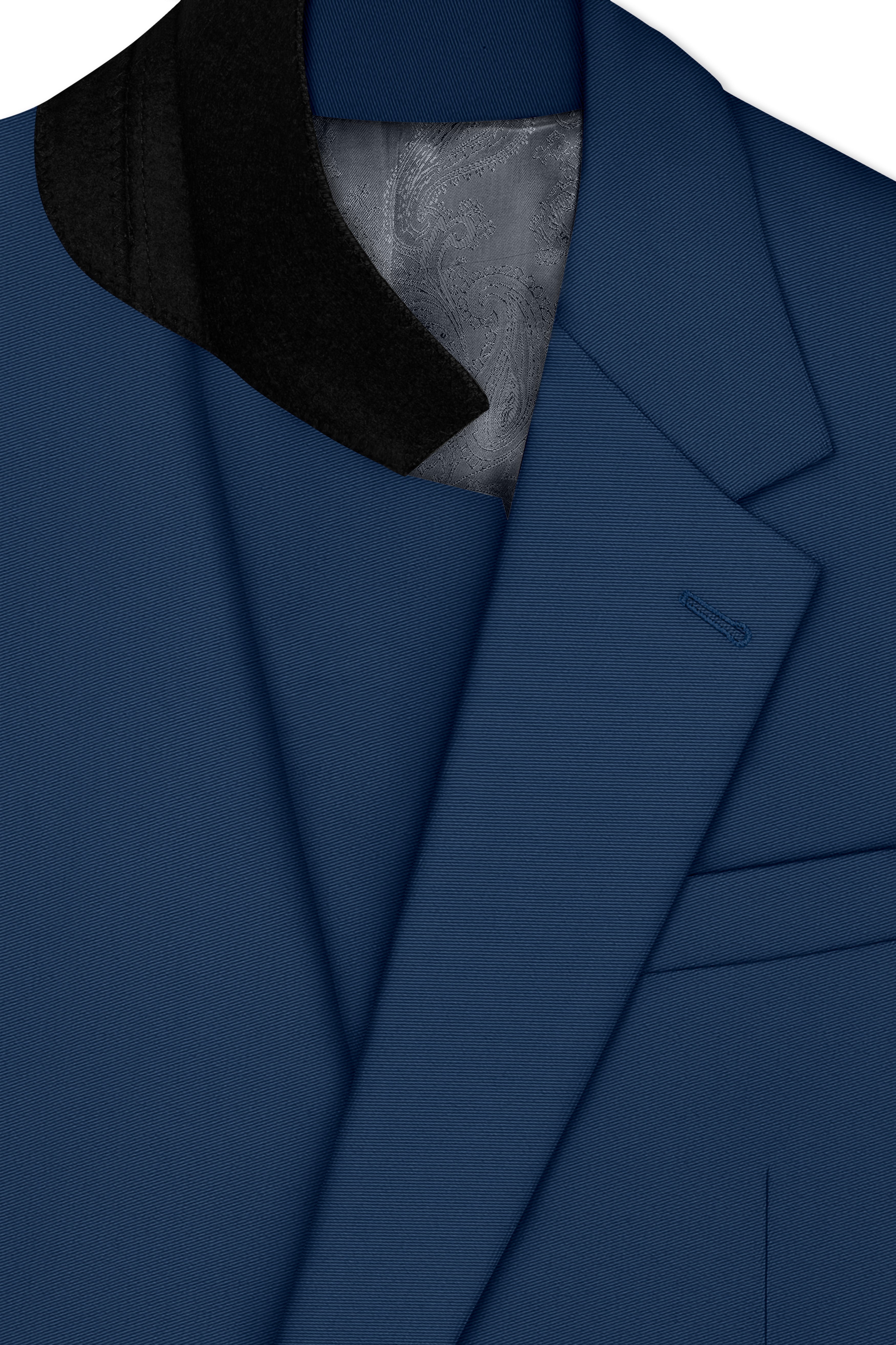 Azuron-Rhino Blue Slight Stretch Subtle Sheen Poly-Viscose Single Breasted Blazer