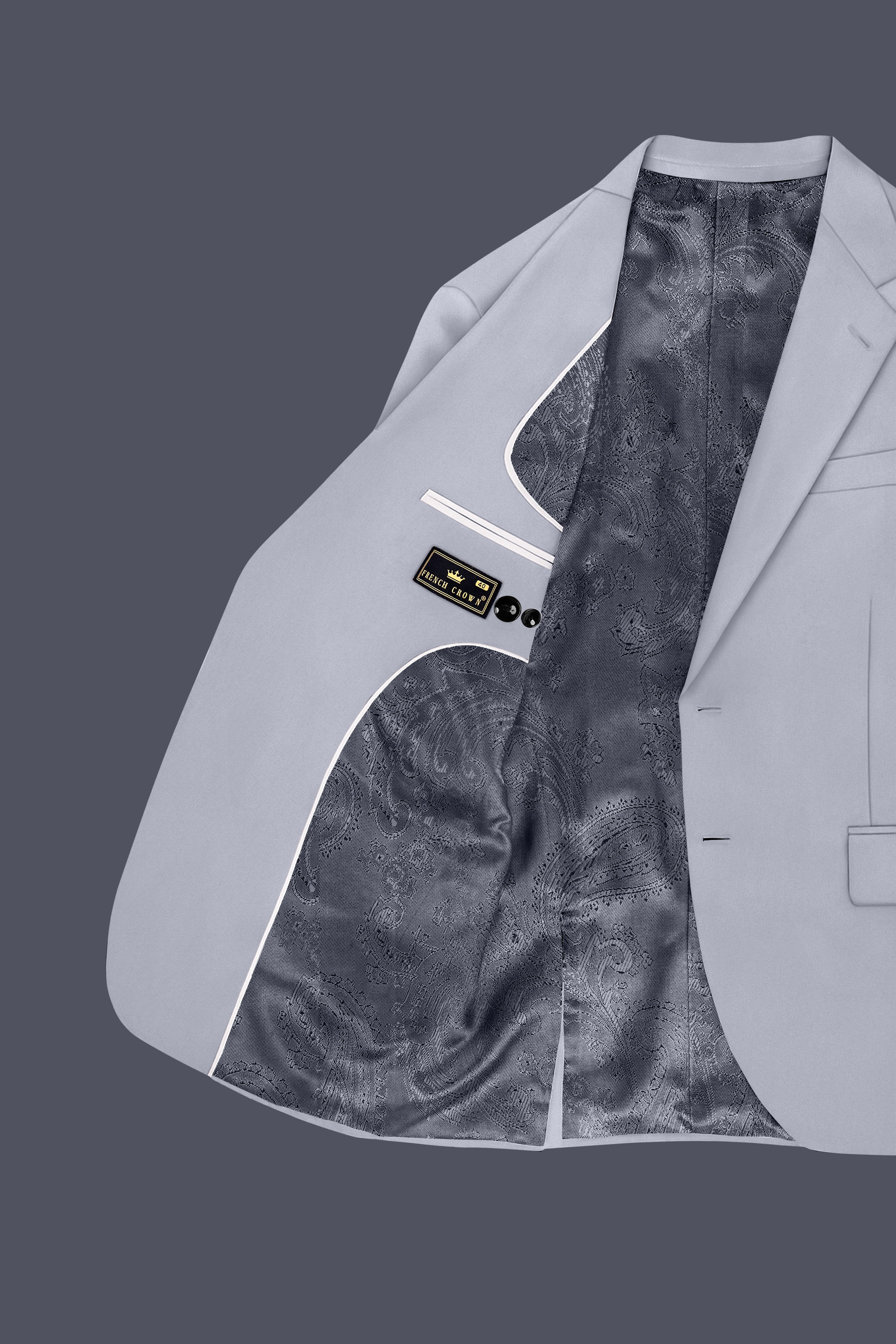 Ashvaro-Manatee Gray Slight Stretch Subtle Sheen Poly-Viscose Single Breasted Blazer
