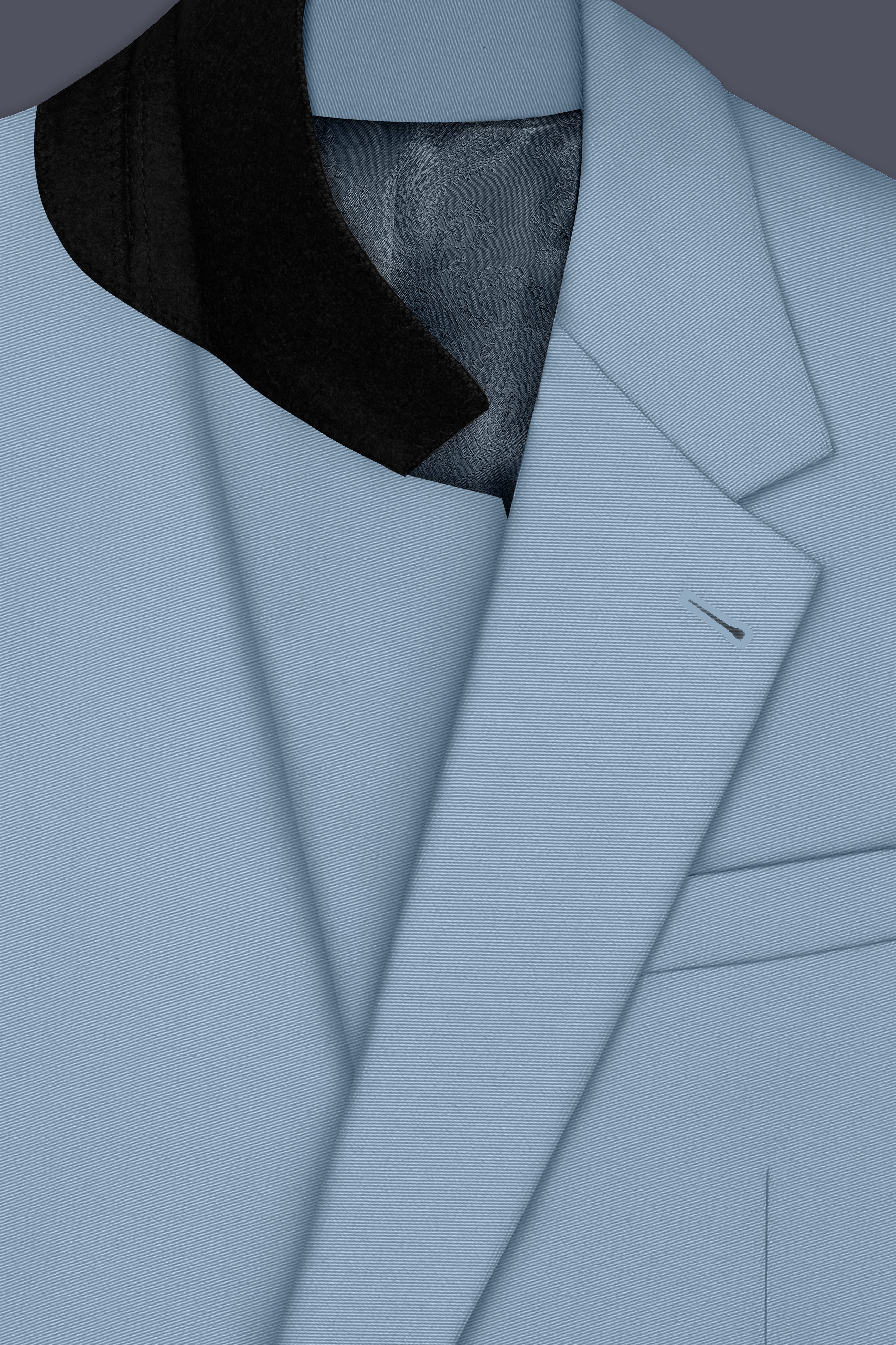 Velcian-Lynch Blue Slight Stretch Subtle Sheen Poly-Viscose Single Breasted Blazer