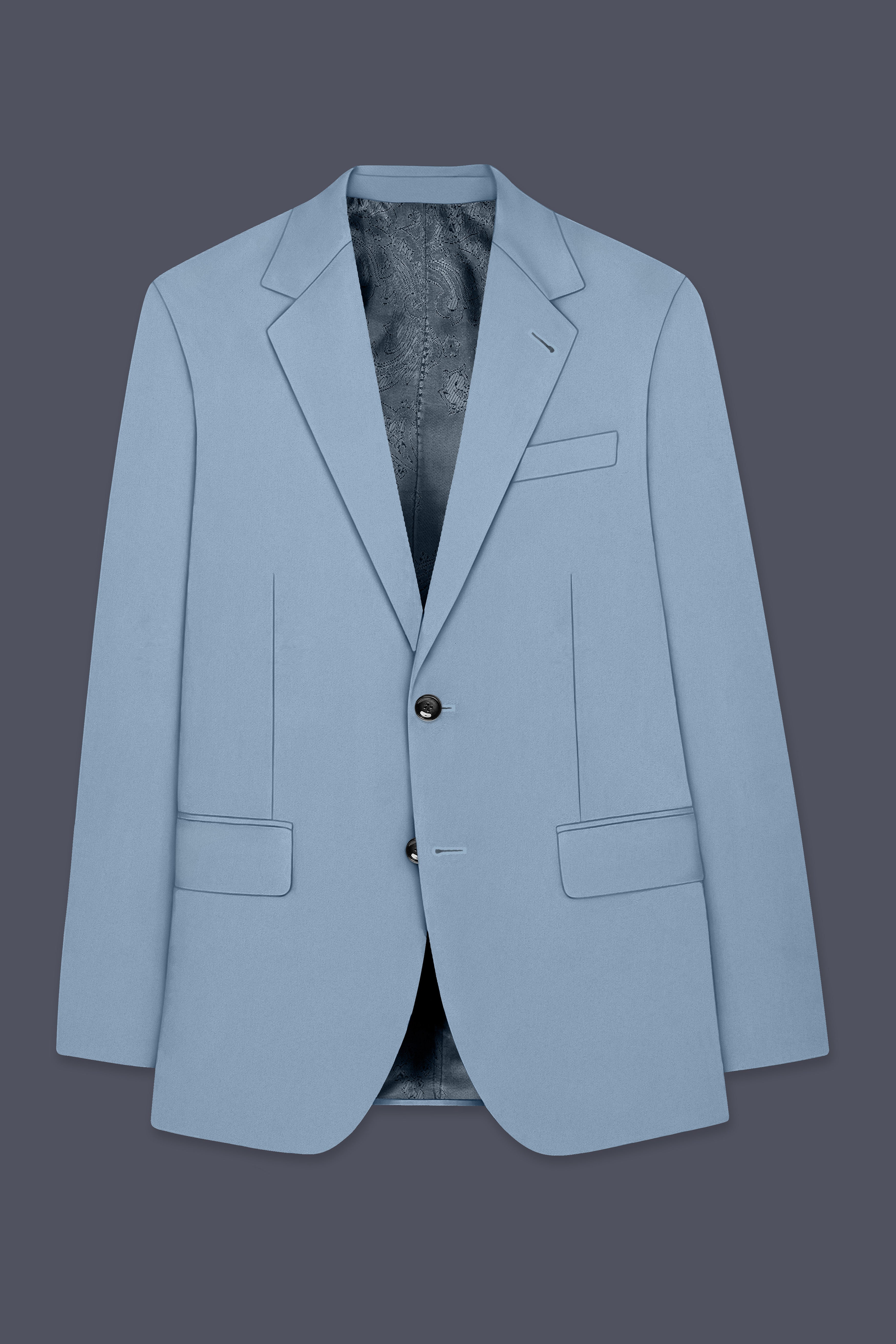 Velcian-Lynch Blue Slight Stretch Subtle Sheen Poly-Viscose Single Breasted Blazer