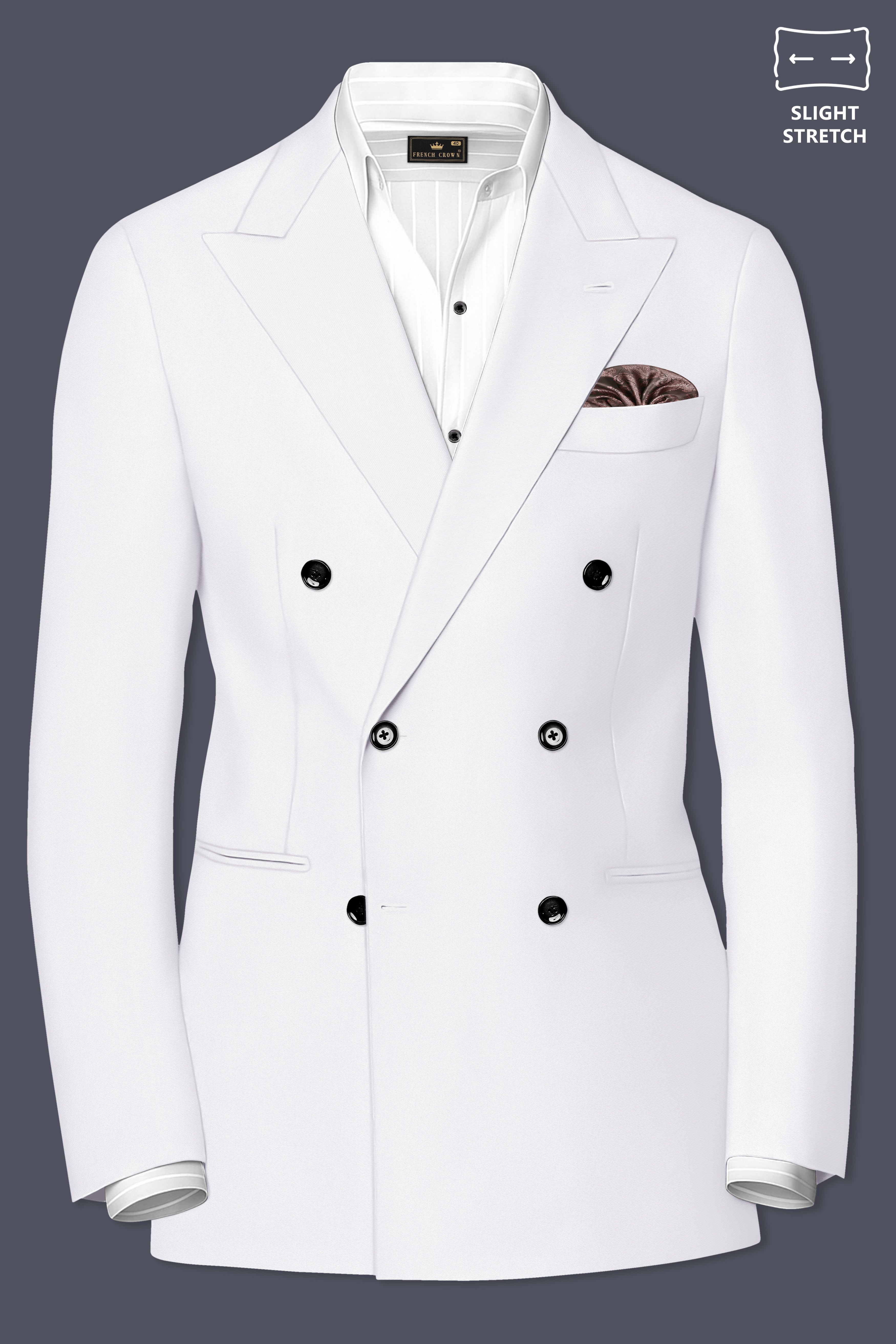 Aurello-Bright White Solid Premium Poly-Viscose Single Breasted