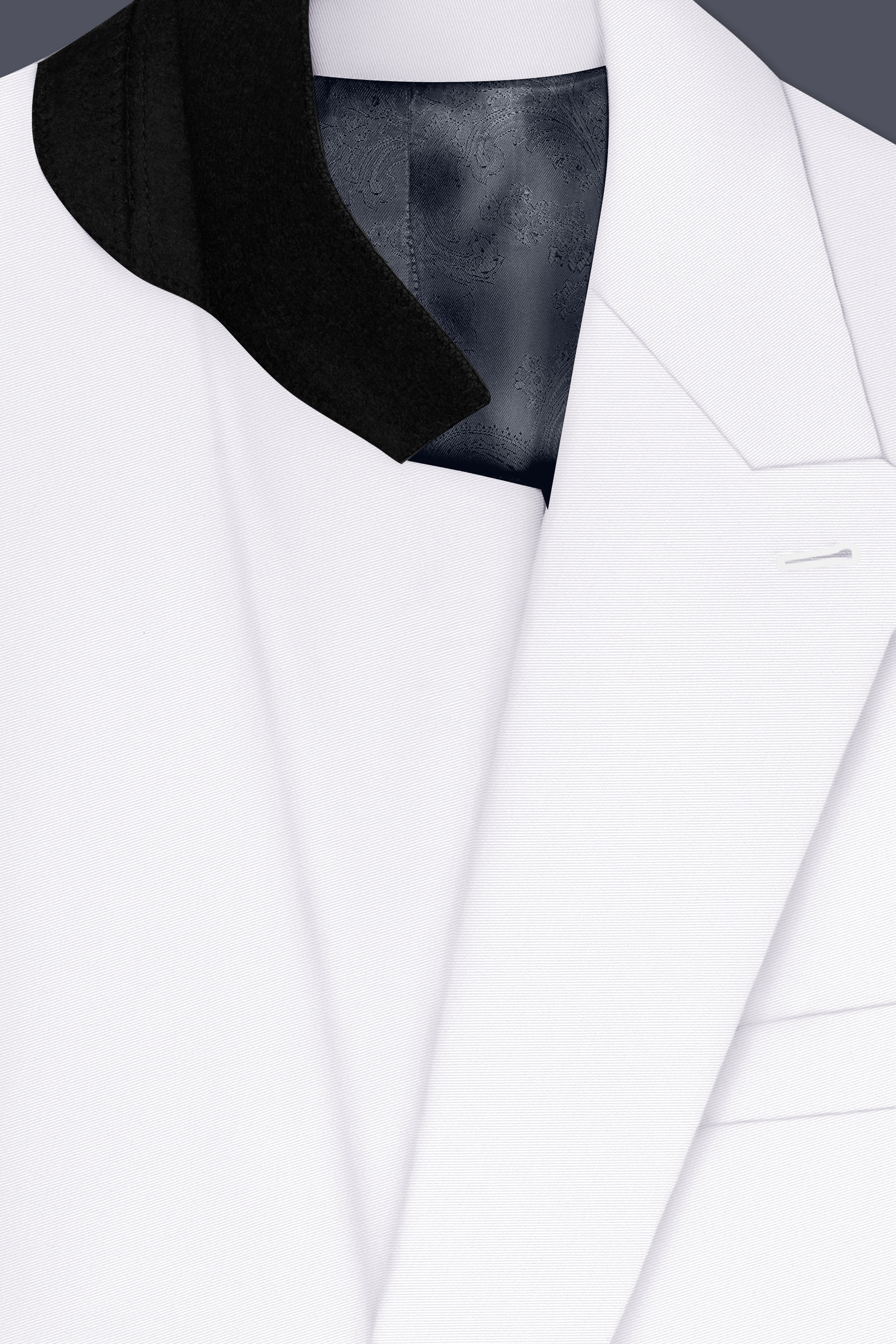 Aurello-Bright White Slight Stretch Subtle Sheen Poly-Viscose Double Breasted Blazer