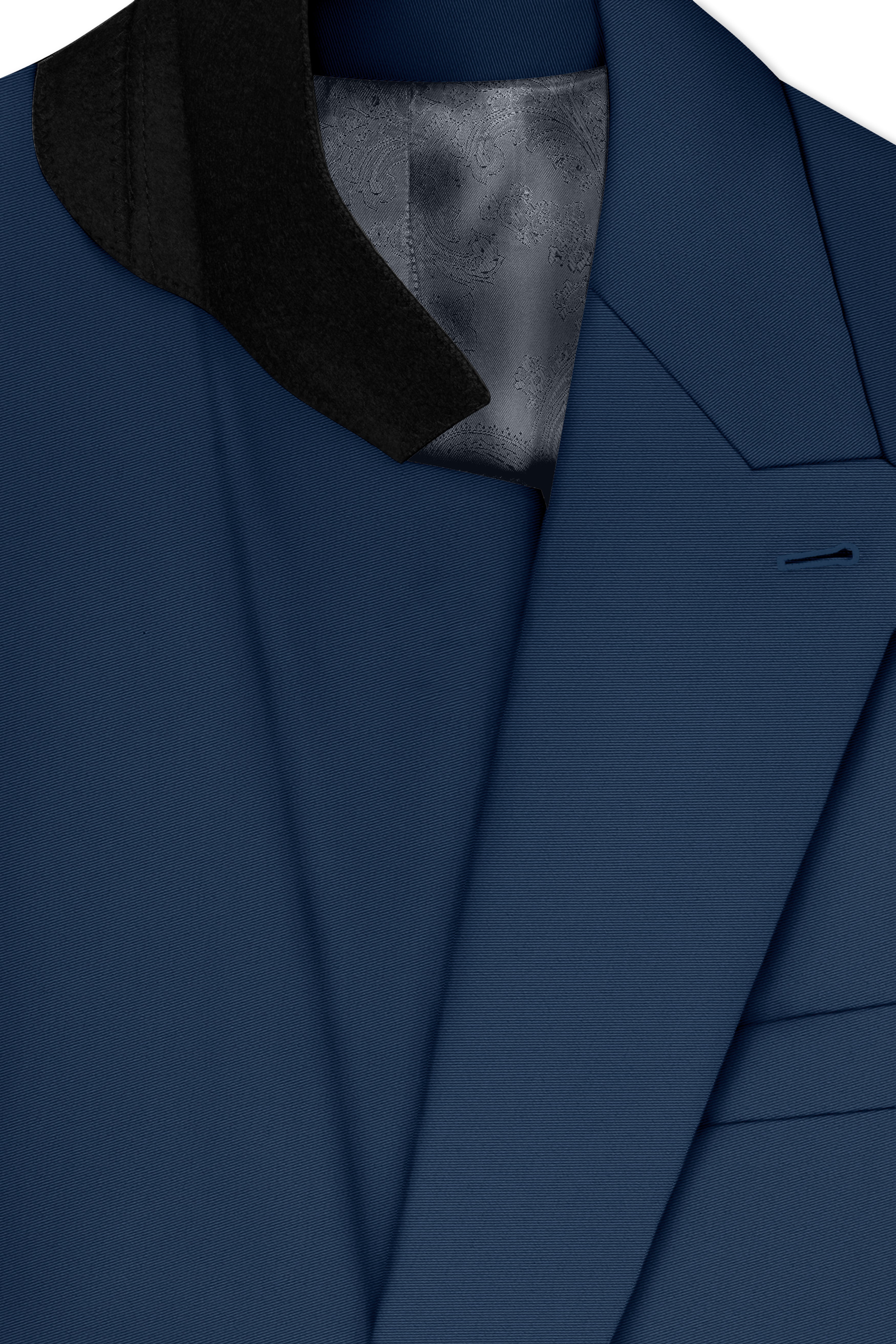 Azuron-Rhino Blue Slight Stretch Subtle Sheen Poly-Viscose Double Breasted Blazer