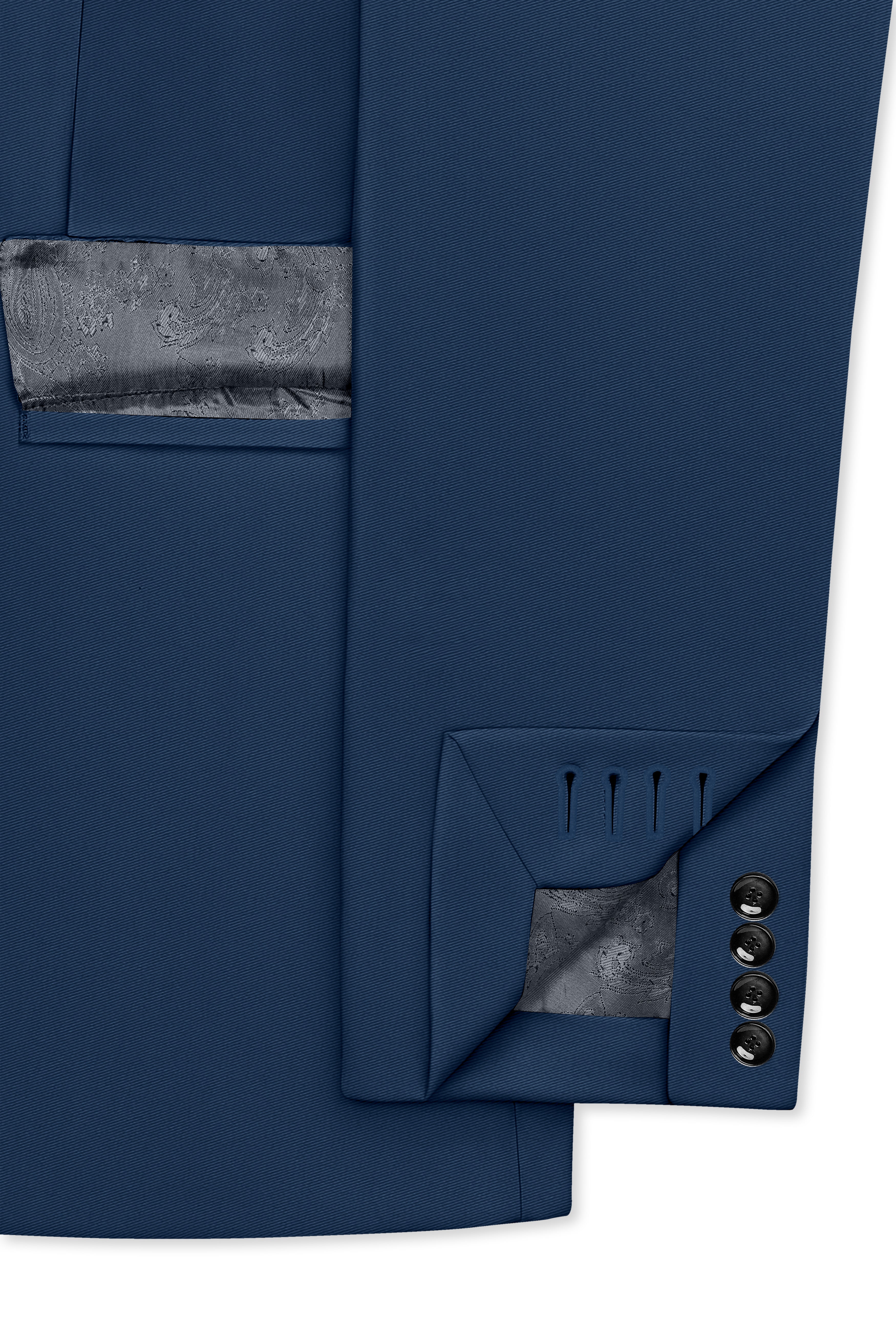 Azuron-Rhino Blue Slight Stretch Subtle Sheen Poly-Viscose Double Breasted Blazer