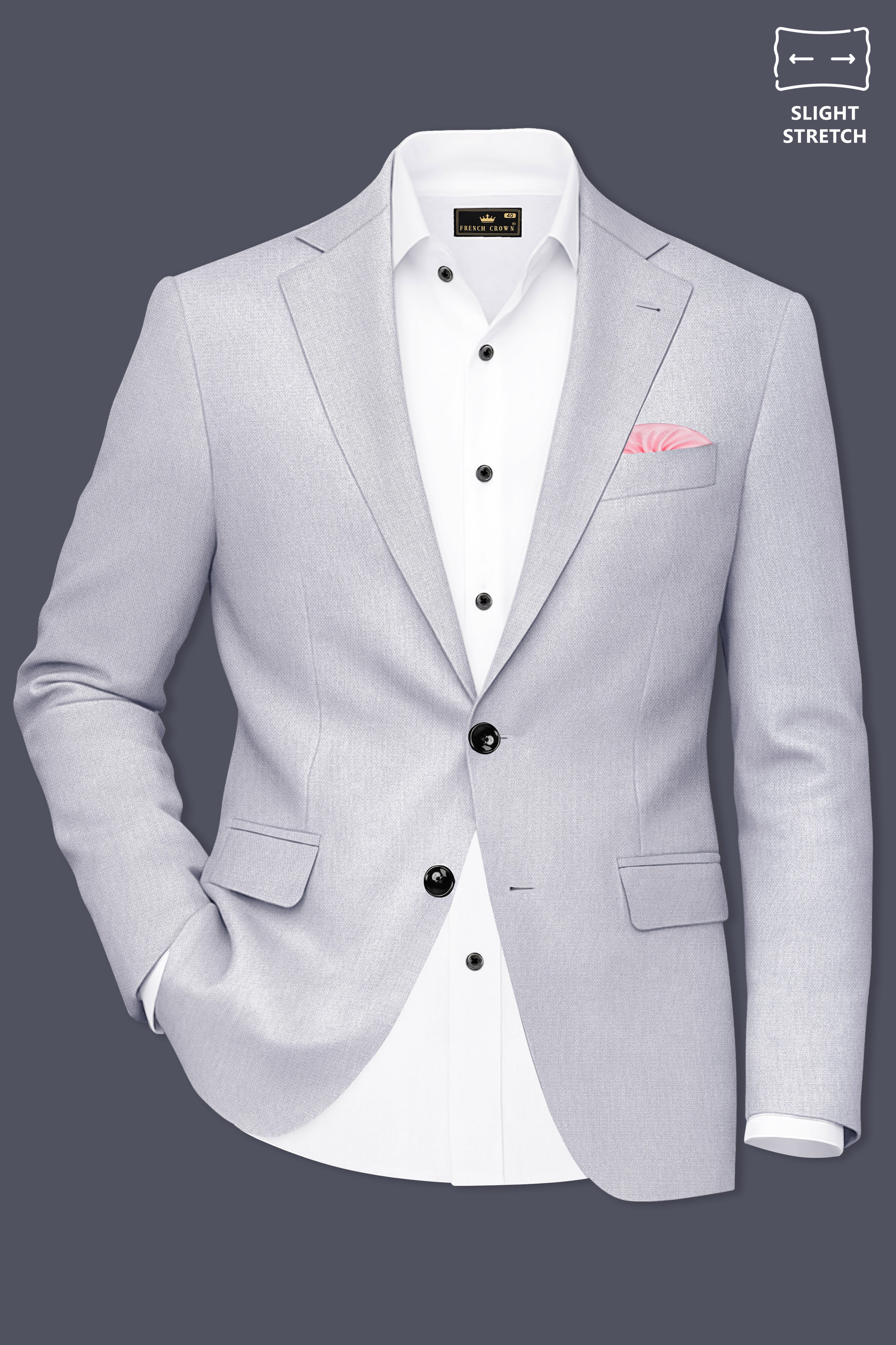 Prism-Chalice Gray Diamond Textured Wool Rich Slight Stretch Single Breasted Blazer