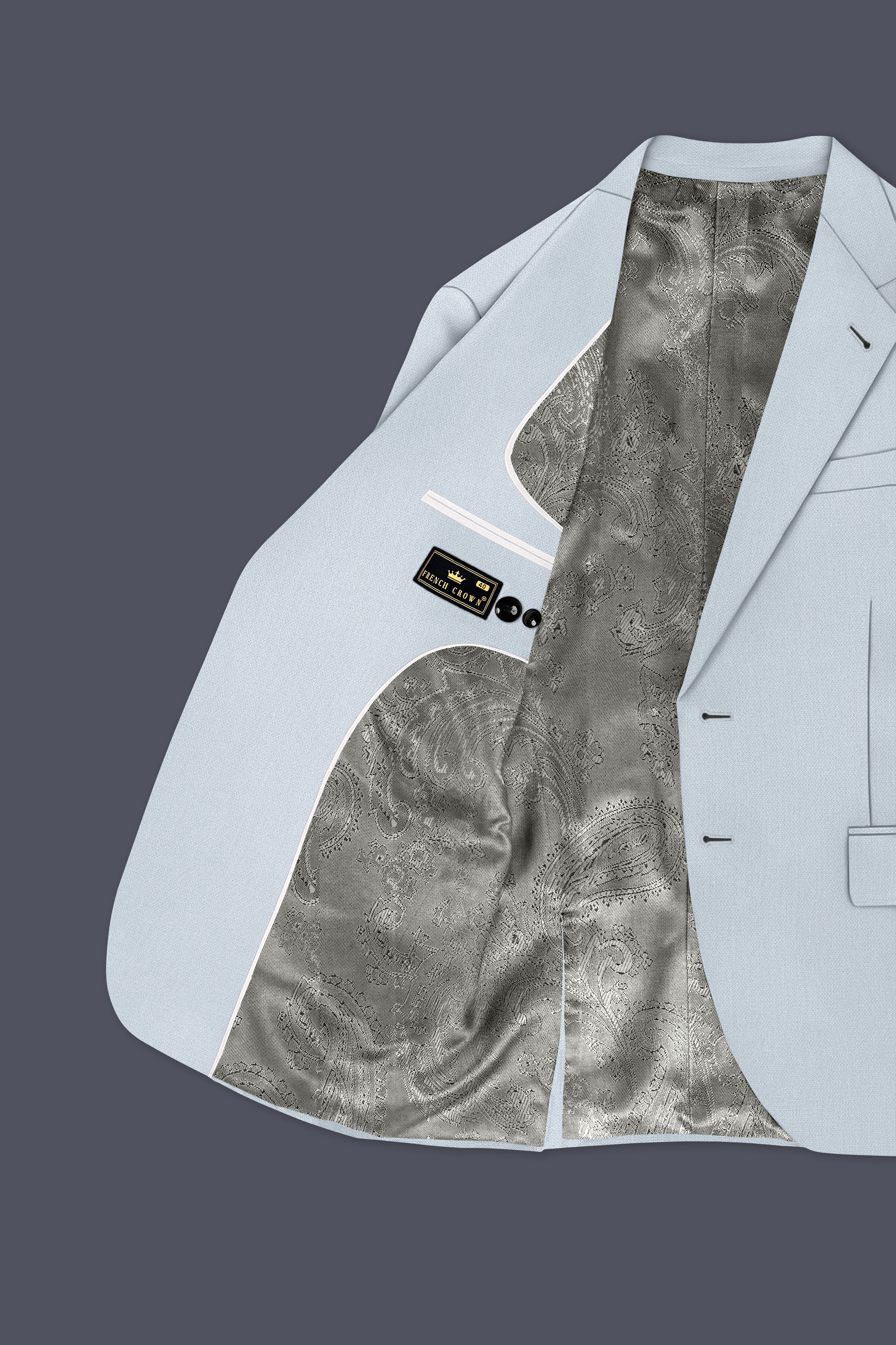Prism-Chalice Gray Diamond Textured Wool Rich Slight Stretch Single Breasted Blazer