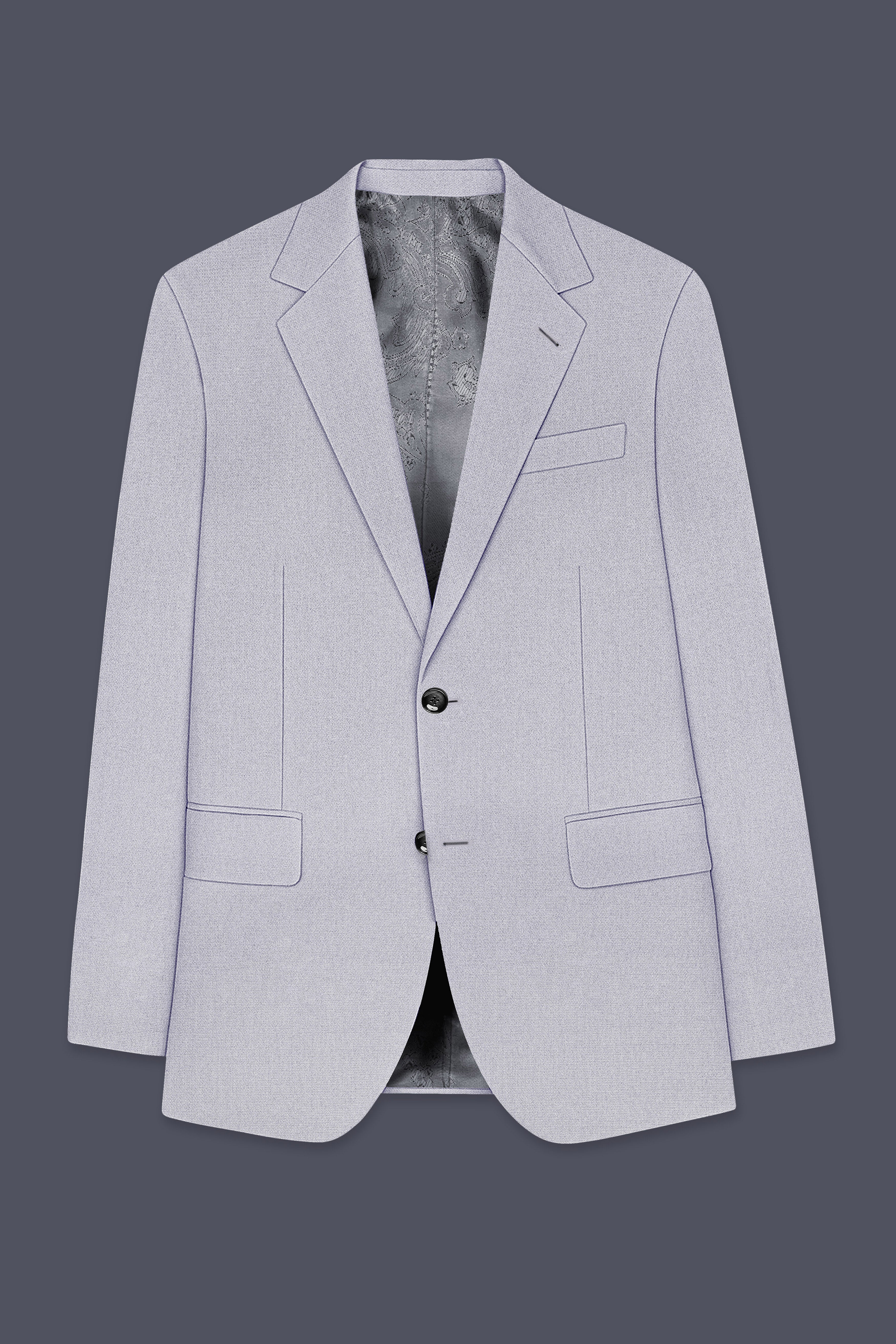 Prism-Chalice Gray Diamond Textured Wool Rich Slight Stretch Single Breasted Blazer