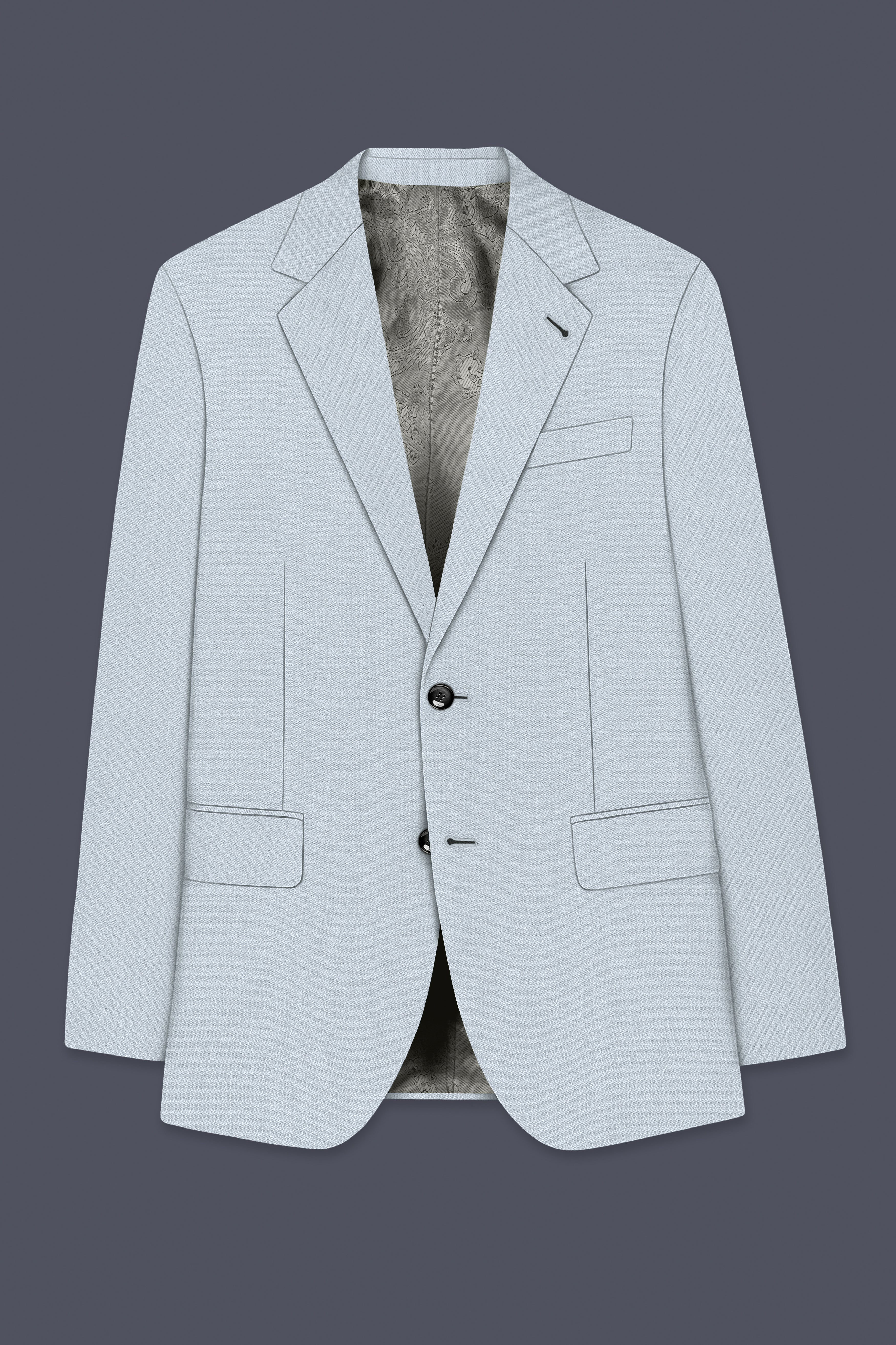Prism-Chalice Gray Diamond Textured Wool Rich Slight Stretch Single Breasted Blazer