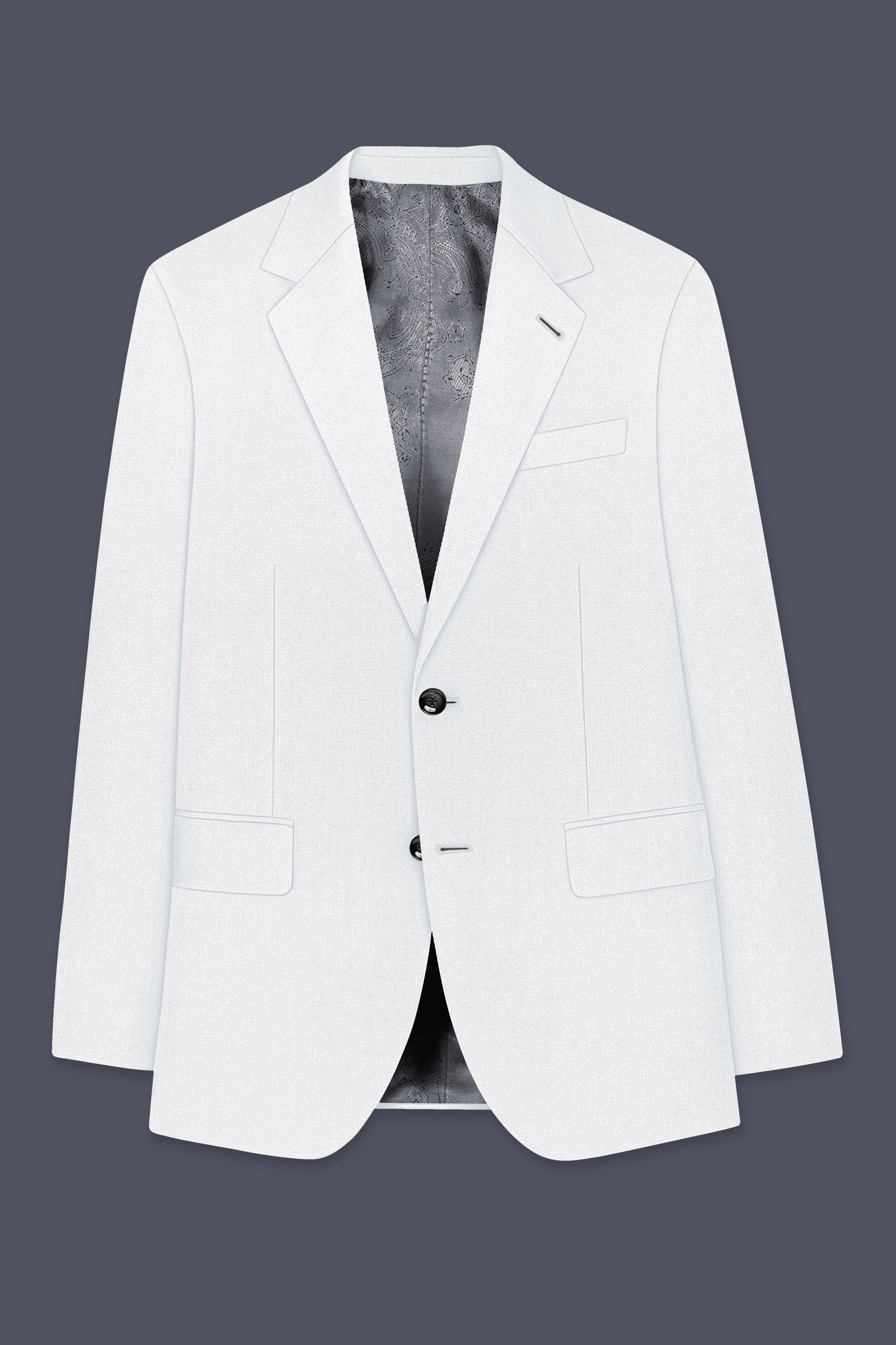 Sterling-Bright White Diamond Textured Wool Rich Slight Stretch Single Breasted Blazer