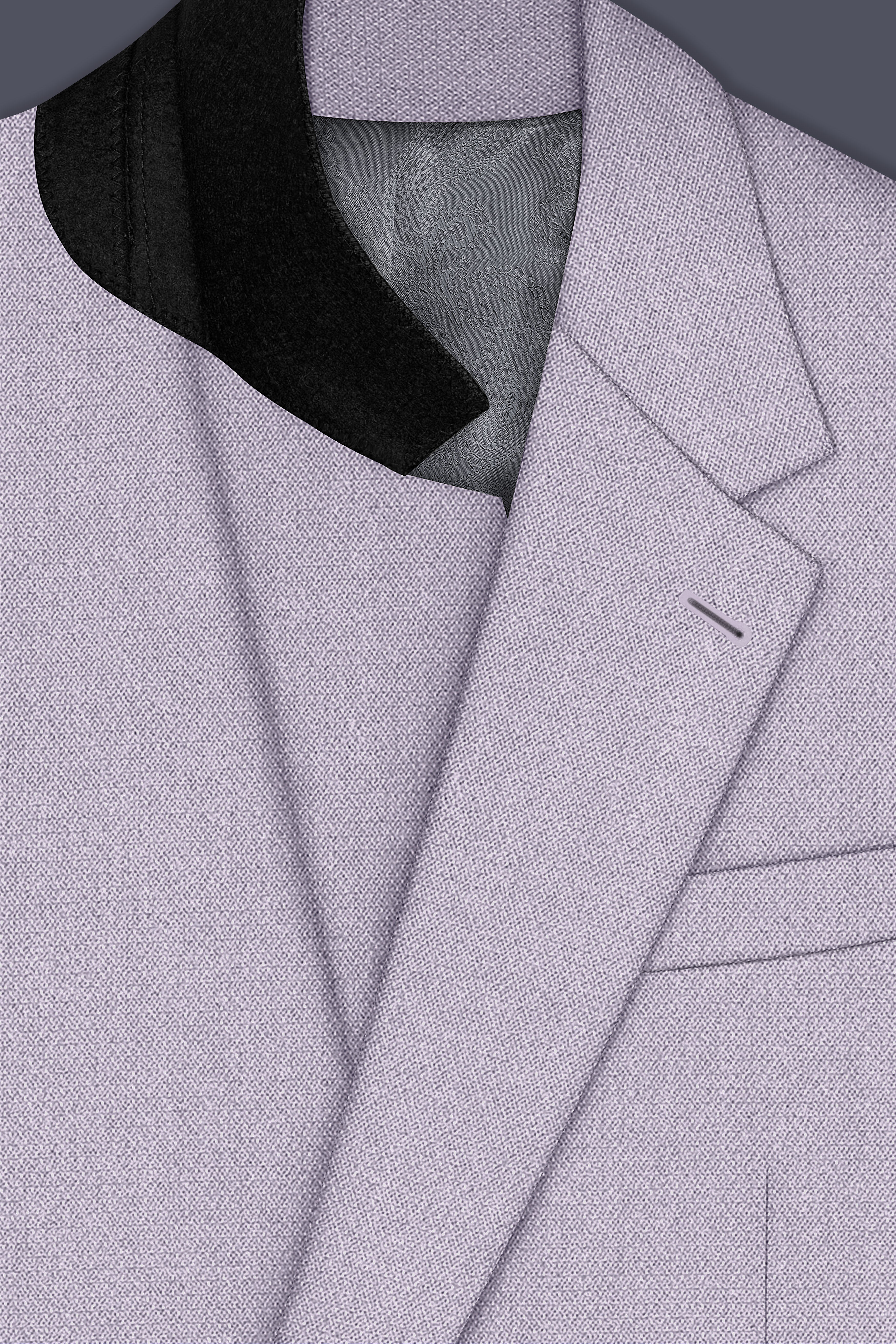 Mist-Spun Pearl Gray Diamond Textured Wool Rich Slight Stretch Single Breasted Blazer