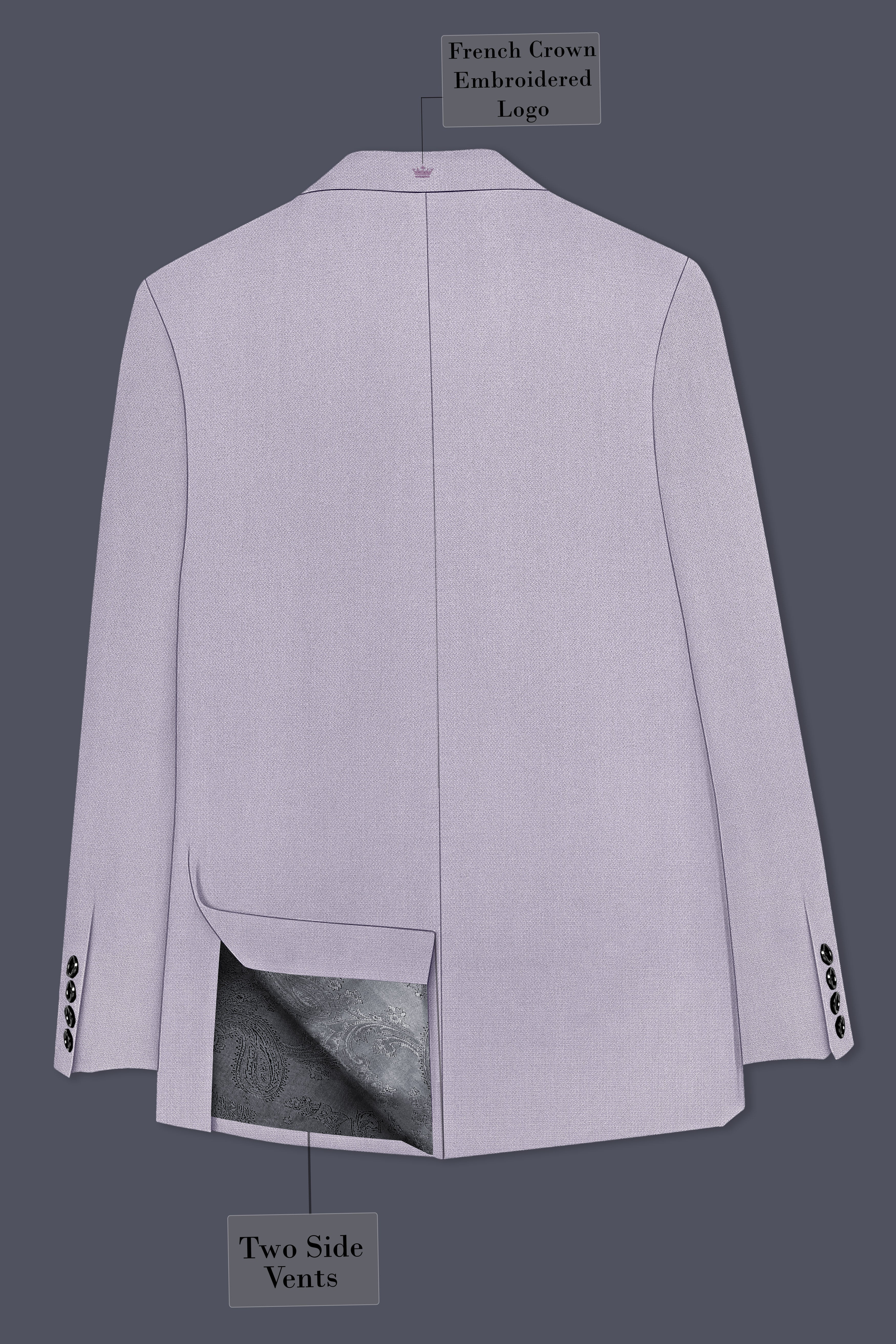 Mist-Spun Pearl Gray Diamond Textured Wool Rich Slight Stretch Single Breasted Blazer
