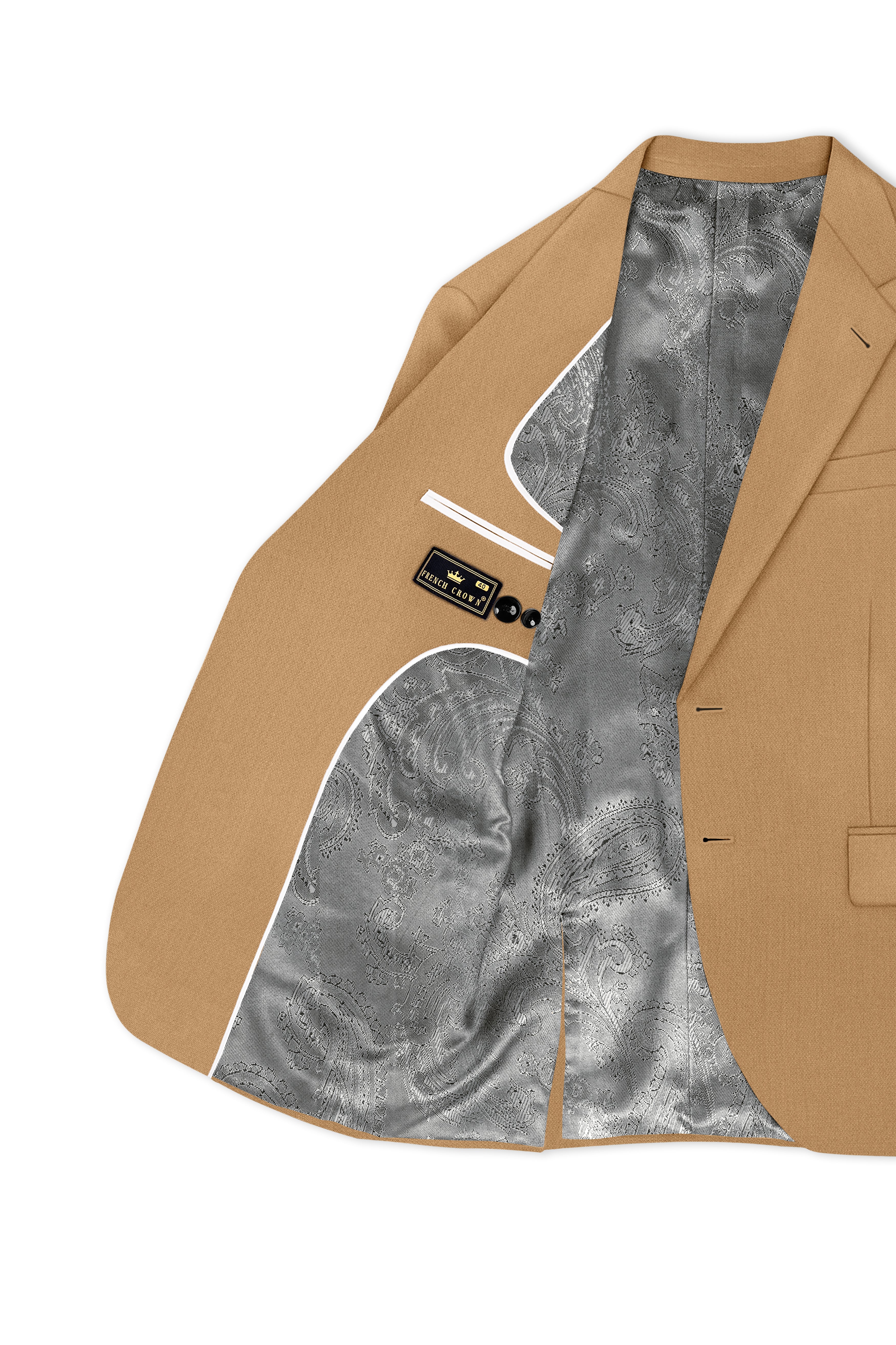 Sienna-Teak Brown Diamond Textured Wool Rich Slight Stretch Single Breasted Blazer