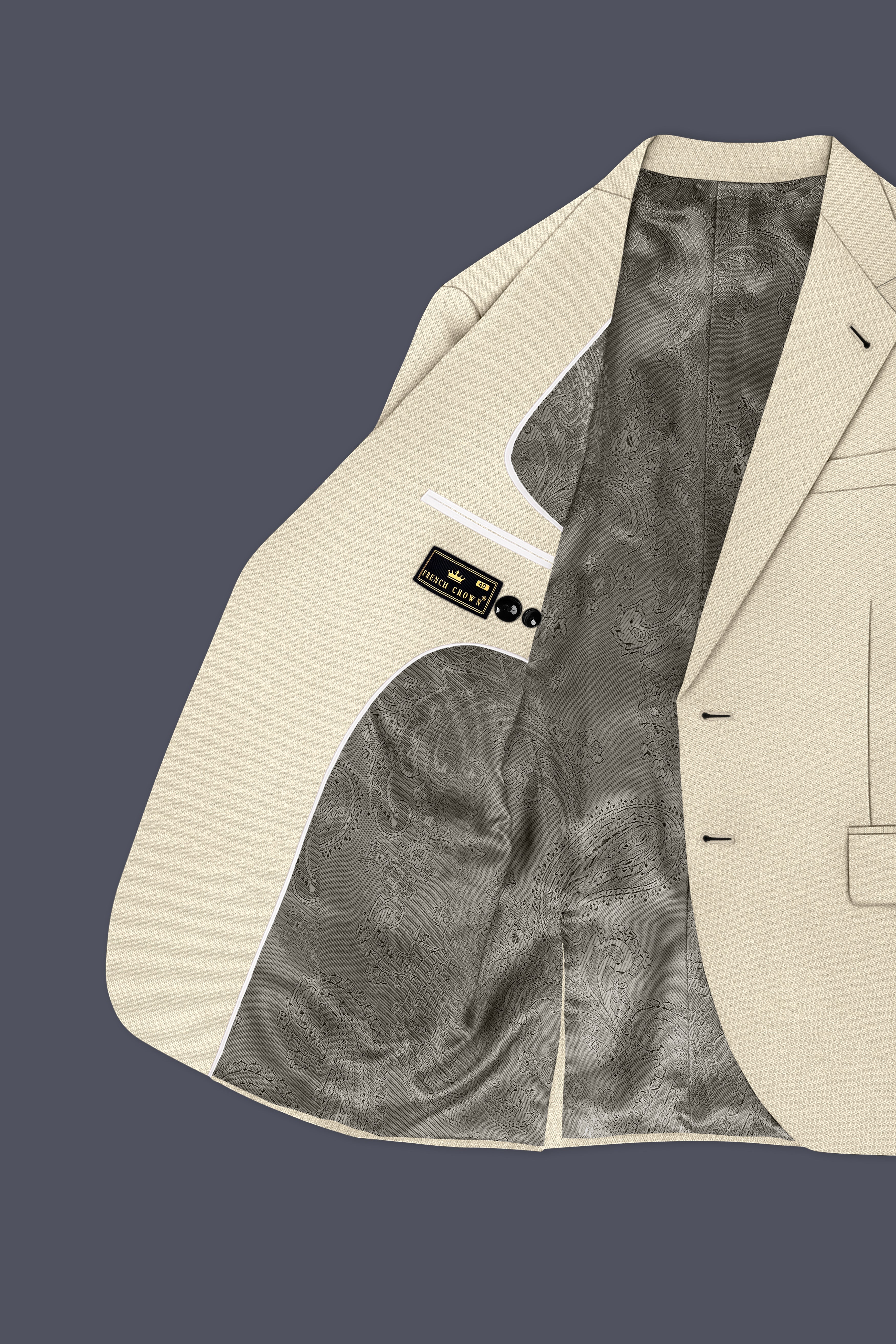 Dune-Foggy Cream Diamond Textured Wool Rich Slight Stretch Single Breasted Blazer