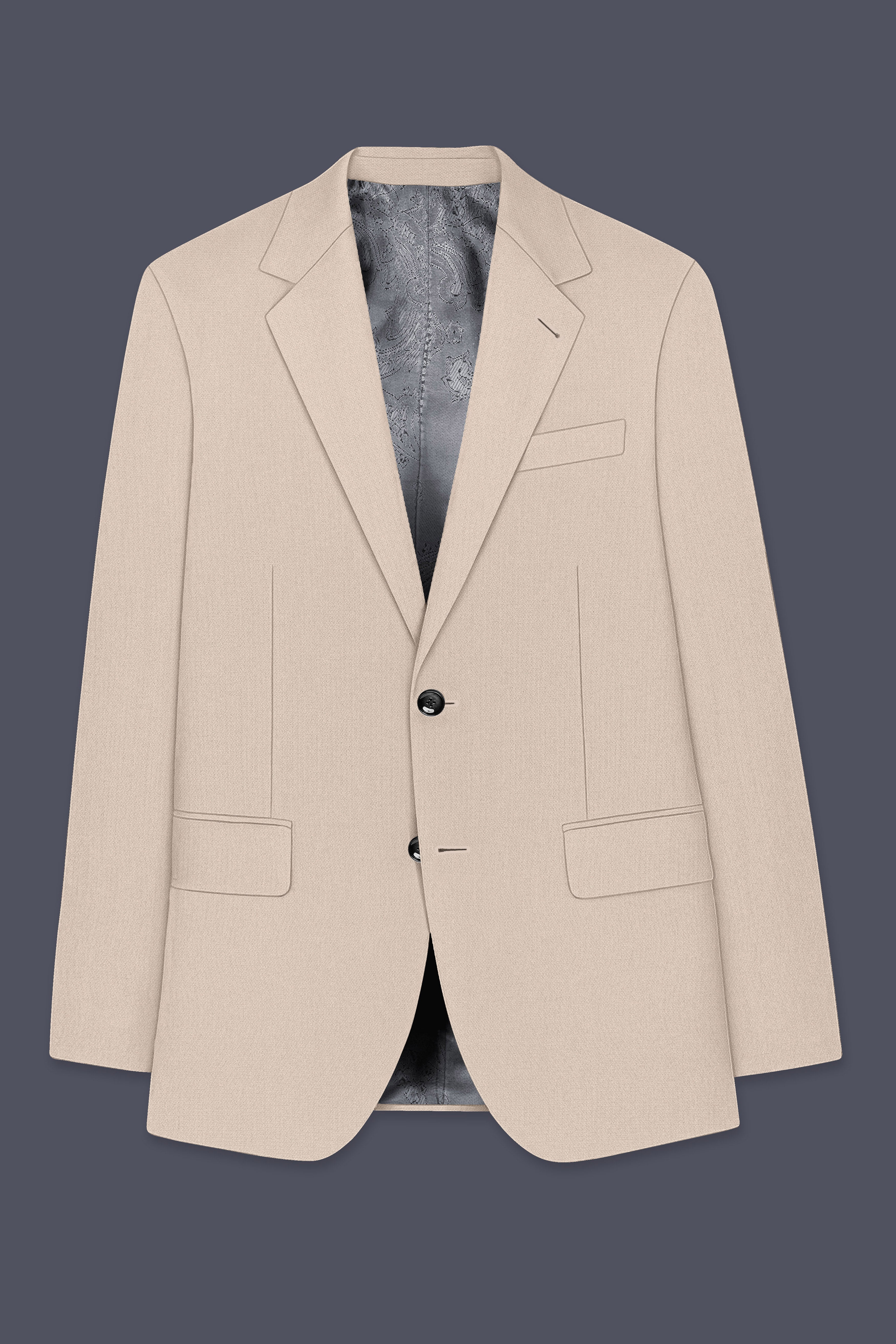 Dune-Foggy Cream Diamond Textured Wool Rich Slight Stretch Single Breasted Blazer