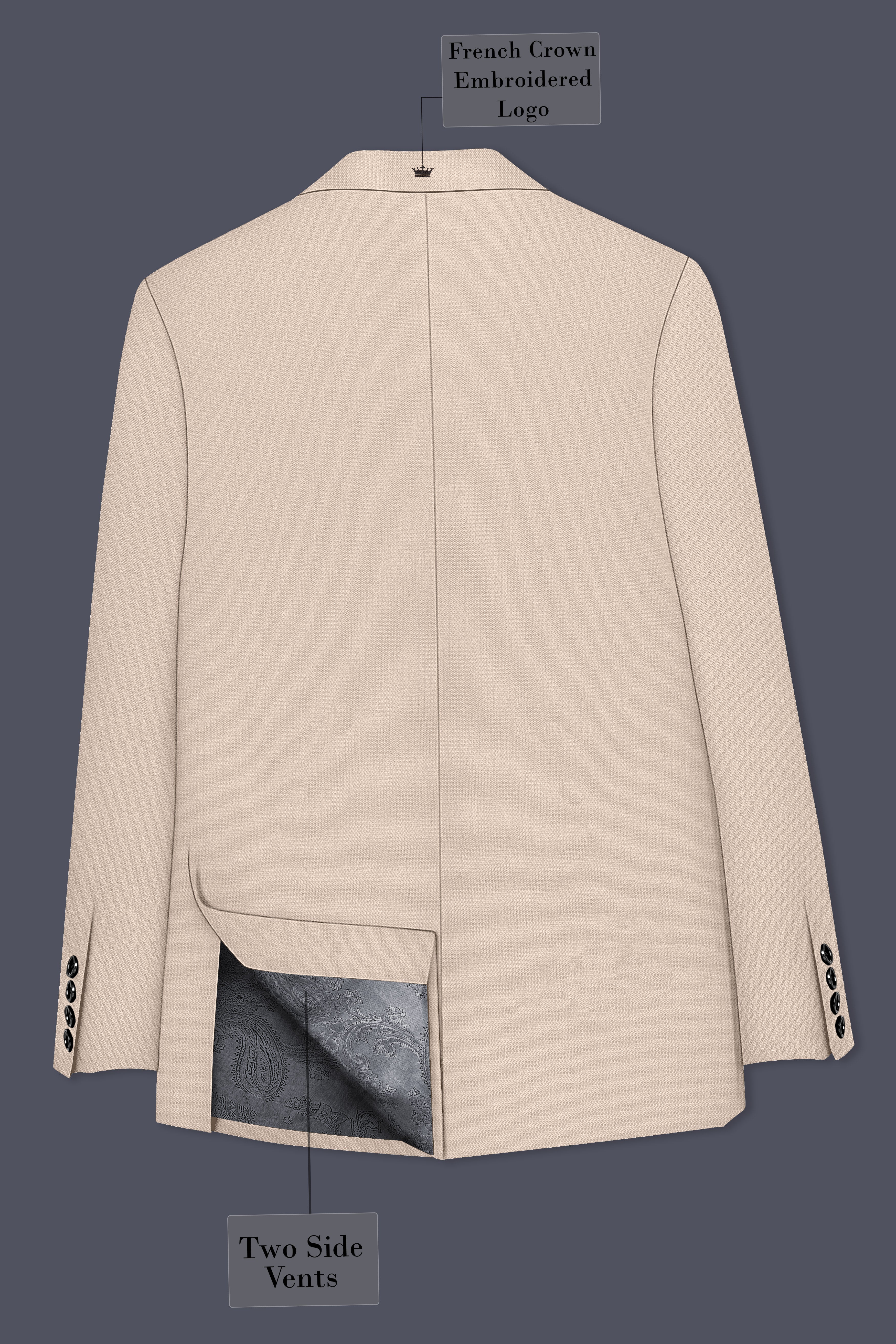 Dune-Foggy Cream Diamond Textured Wool Rich Slight Stretch Single Breasted Blazer