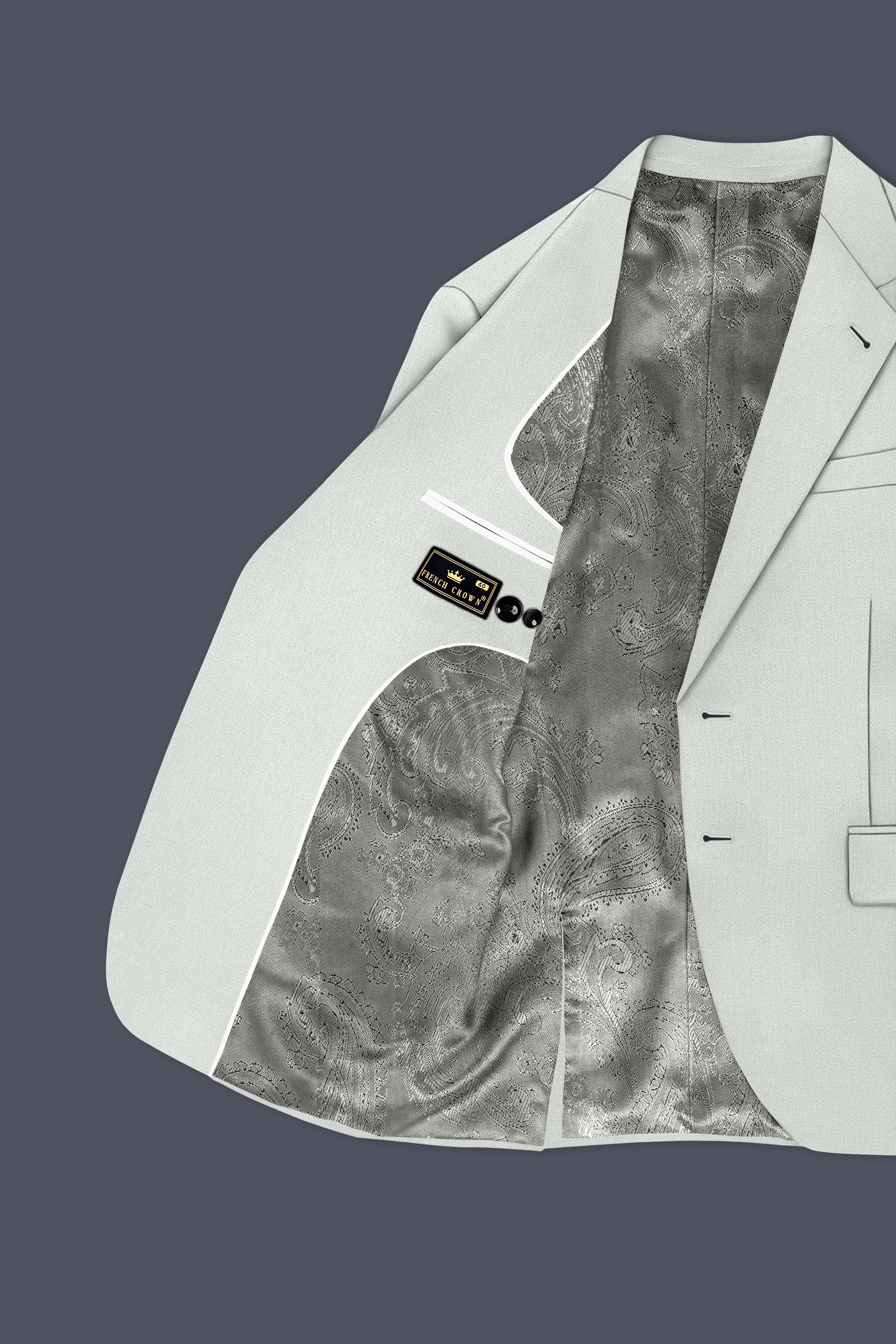 Regent-Noble Gray Diamond Textured Wool Rich Slight Stretch Single Breasted Blazer
