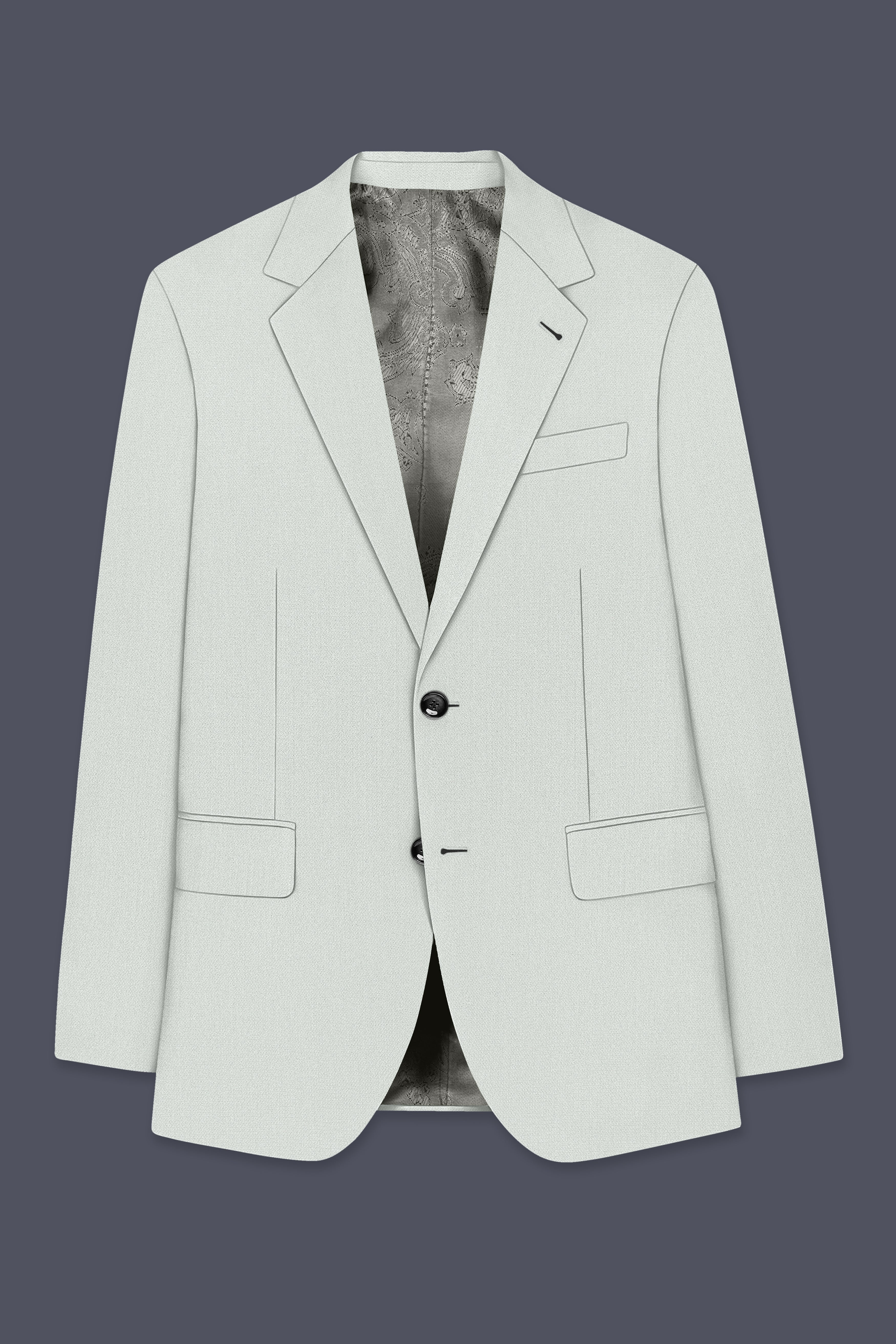 Regent-Noble Gray Diamond Textured Wool Rich Slight Stretch Single Breasted Blazer