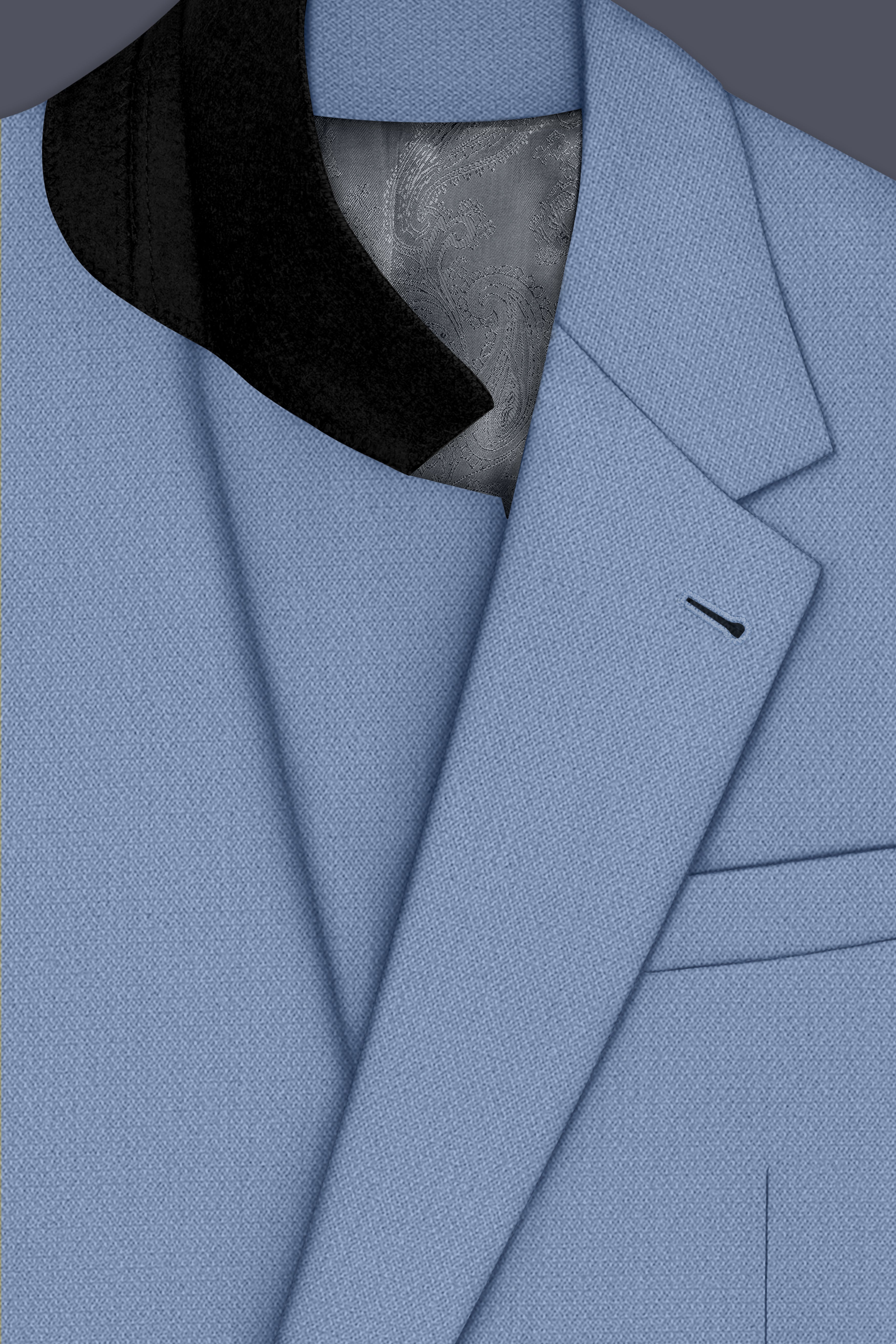 Harbor-Waterloo Blue Diamond Textured Wool Rich Slight Stretch Single Breasted Blazer
