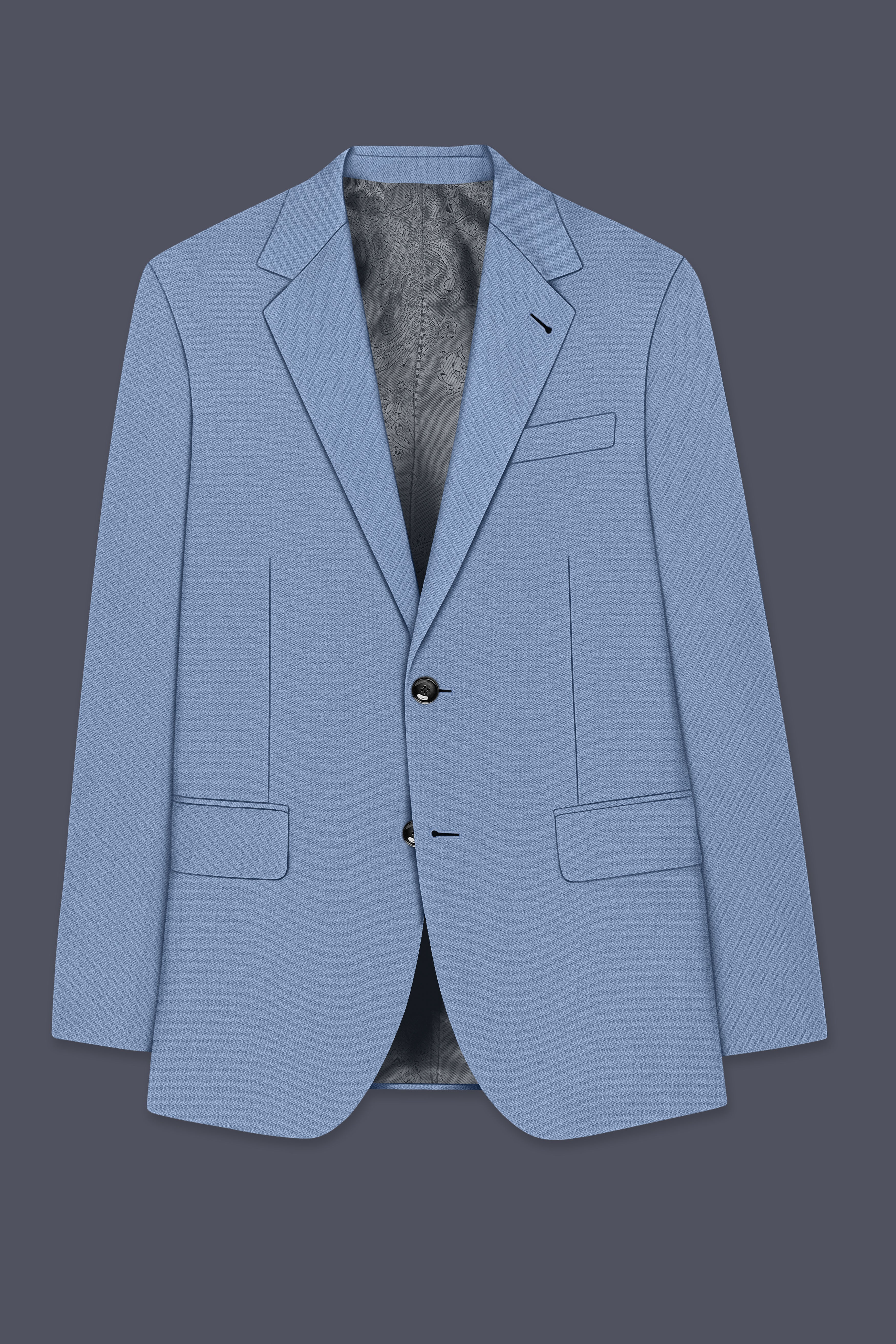 Harbor-Waterloo Blue Diamond Textured Wool Rich Slight Stretch Single Breasted Blazer