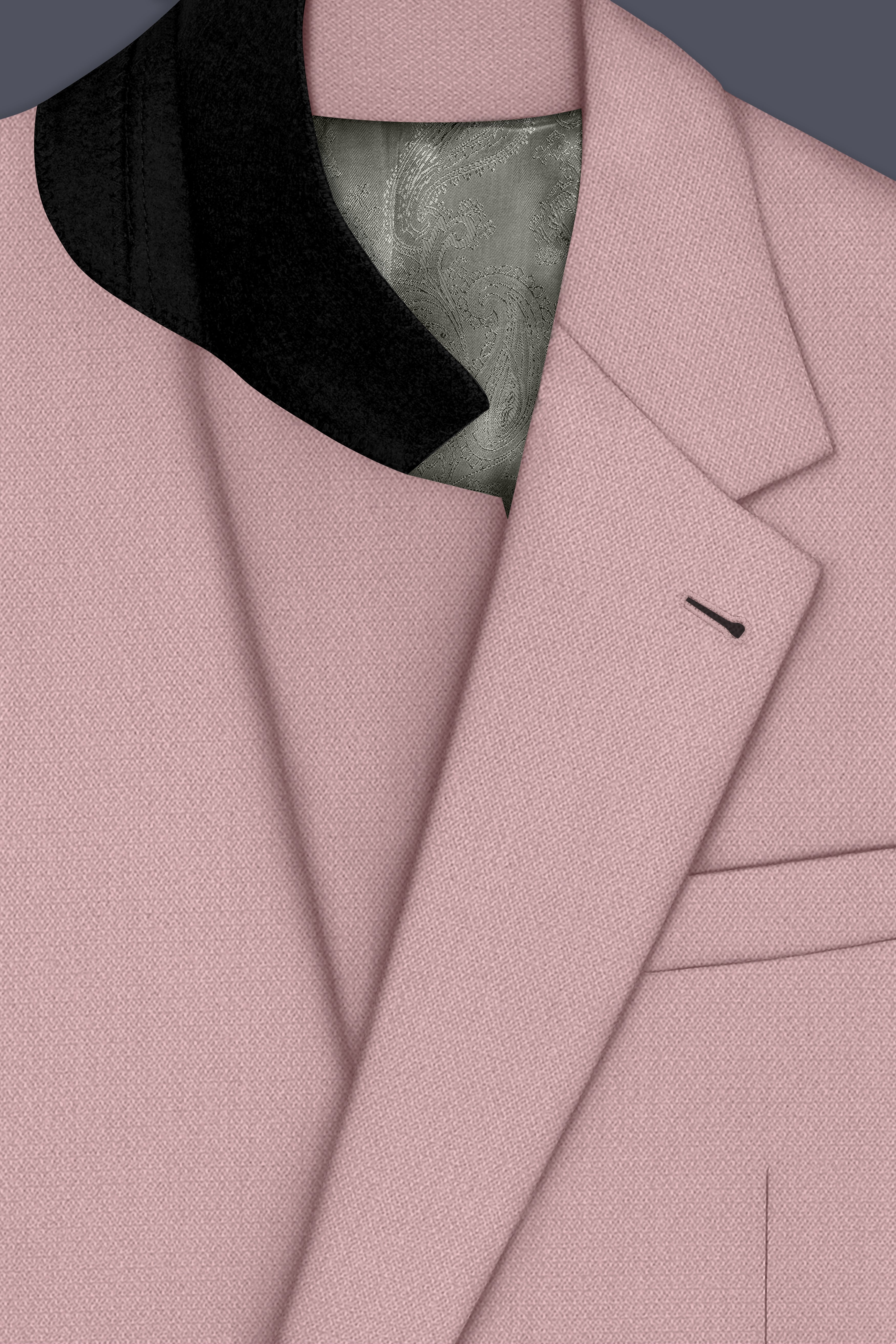 Aurore-Brandy Rose Pink Diamond Textured Wool Rich Slight Stretch Single Breasted Blazer